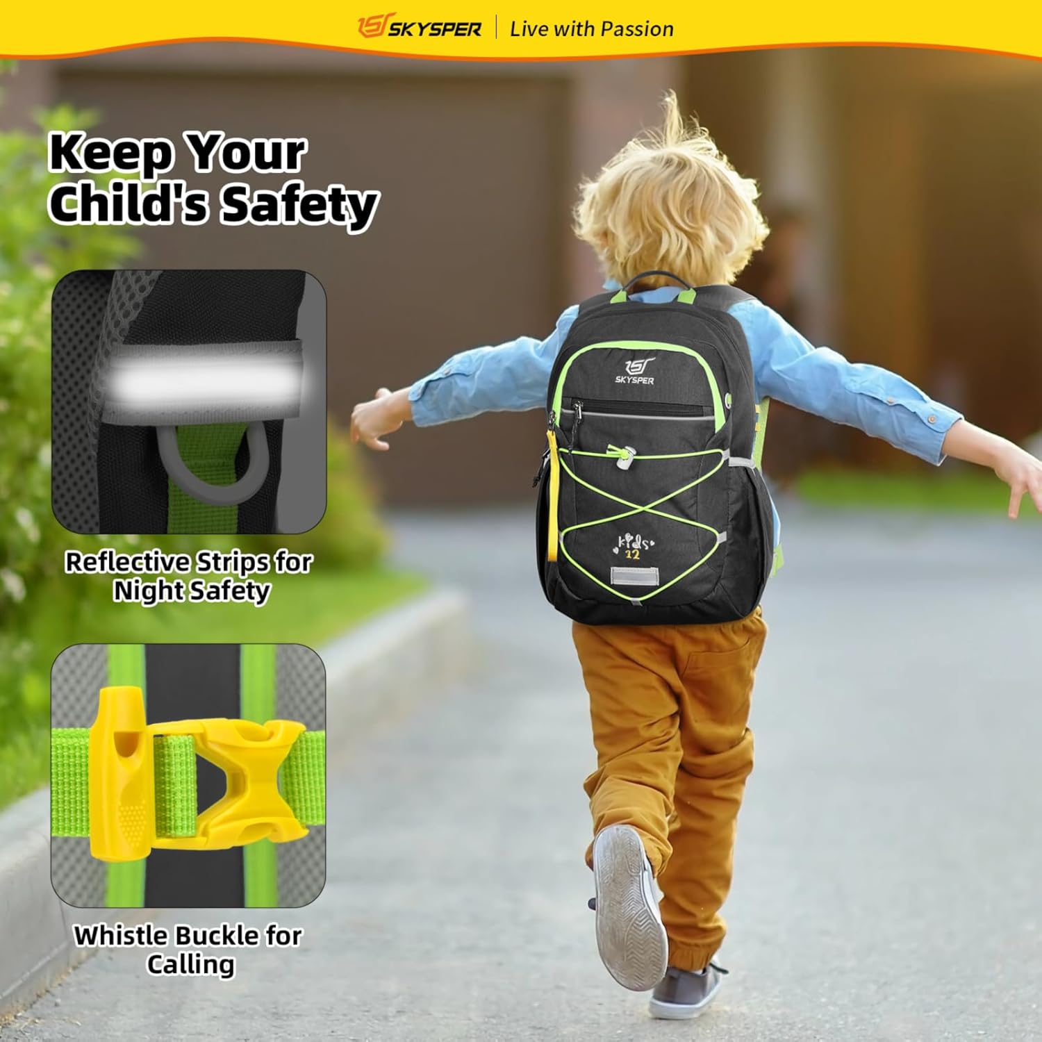 Detalle 2 de SKYSPER Kinderrucksack Wandern für Jungen & Mädchen (3–8 Jahre) – komfortabler Wanderrucksack für Outdoor