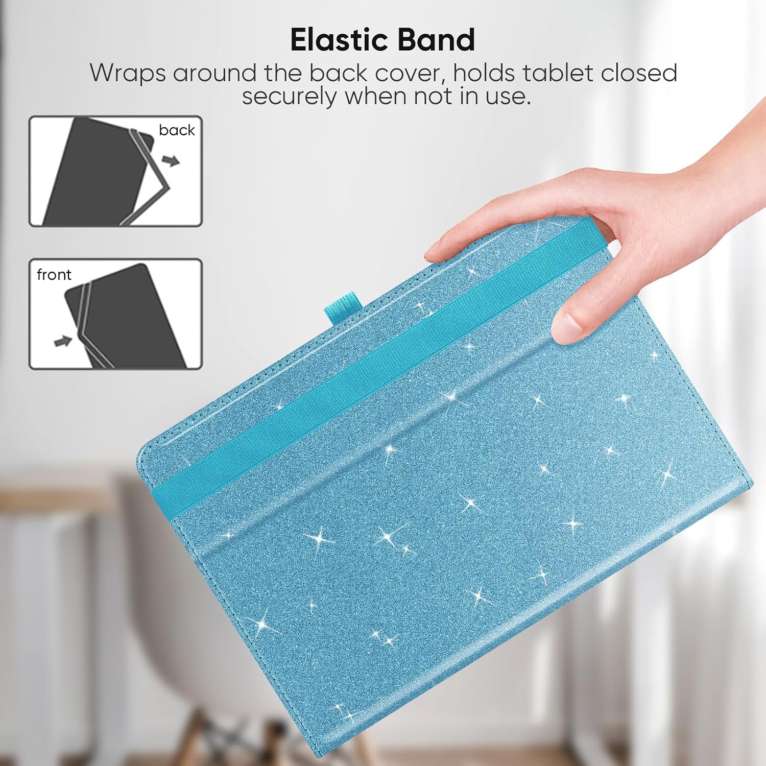 Thumbnail 5 de Fintie Tablet Universal Hülle 9–11 Zoll – Glitzer Blau mit Multi-Winkel-Ständer