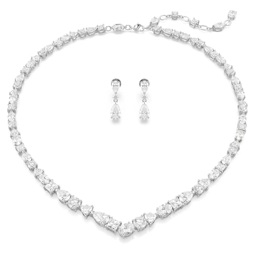 Detalle de Conjunto Mesmera de Swarovski: collar y pendientes en blanco con baño de rodio (tallas mixtas)