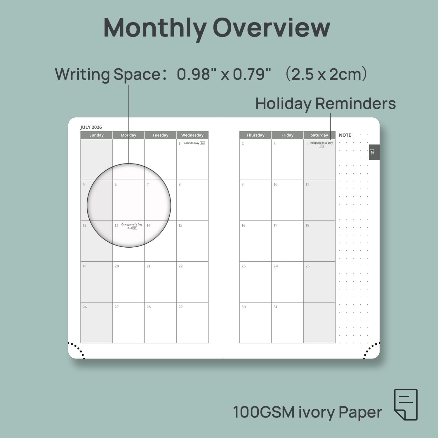 Detalle de POPRUN Weekly Planner 4" x 6.25