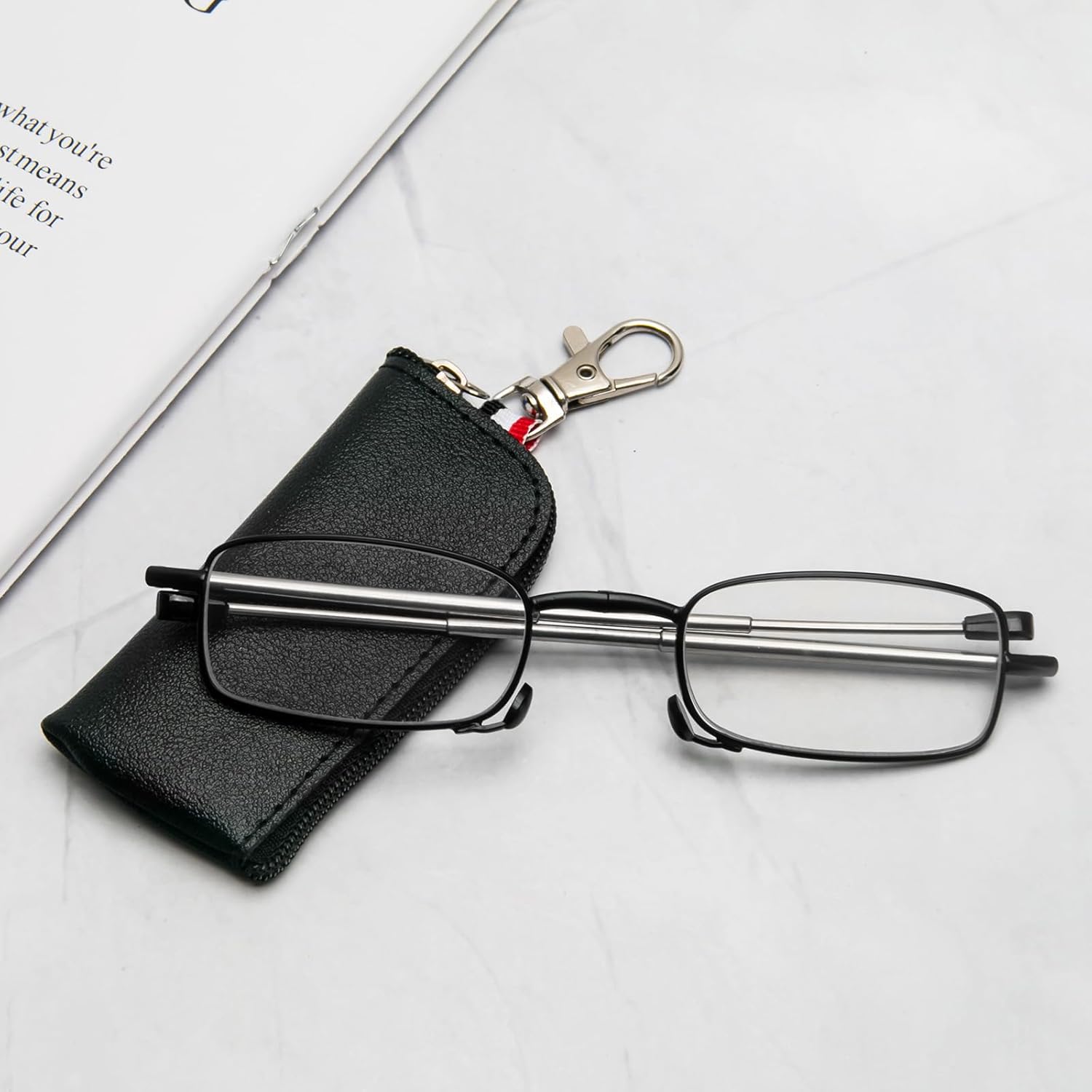 Thumbnail 4 de MMOWW Faltbare Lesebrille mit Reißverschluss-Halter, +1,0 – Bluetooth-ähnlicher Blaulichtfilter, Schwarz