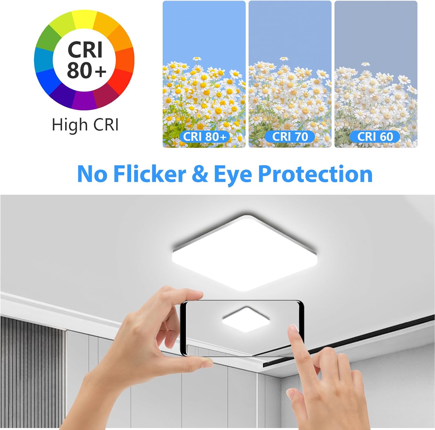 Detalle 2 de OUILA Plafón LED Techo 20W 2000LM 6500K IP44 – Lúmina fría, diseño cuadrado ultra delgado