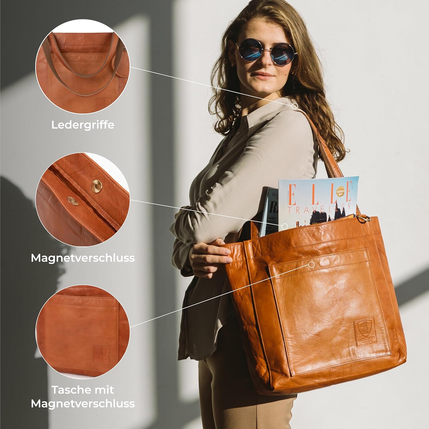 Thumbnail 4 de Berliner Bags Vintage Shopper Seville: langlebige Ledertasche mit Vintage-Look