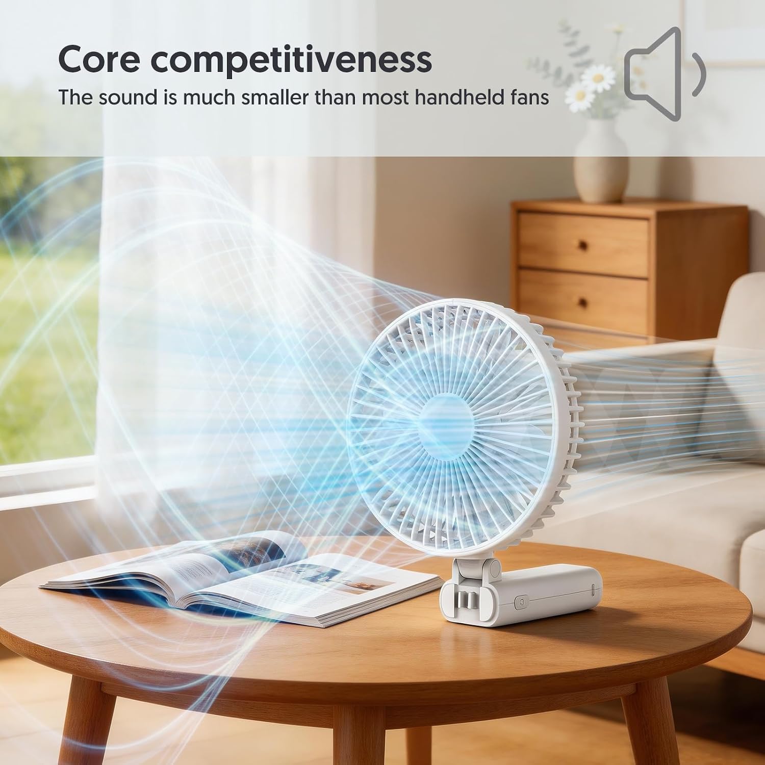 Detalle de Bellababy Handheld Fan Rechargeable: 3600mAh Portable Cooler with LED Display