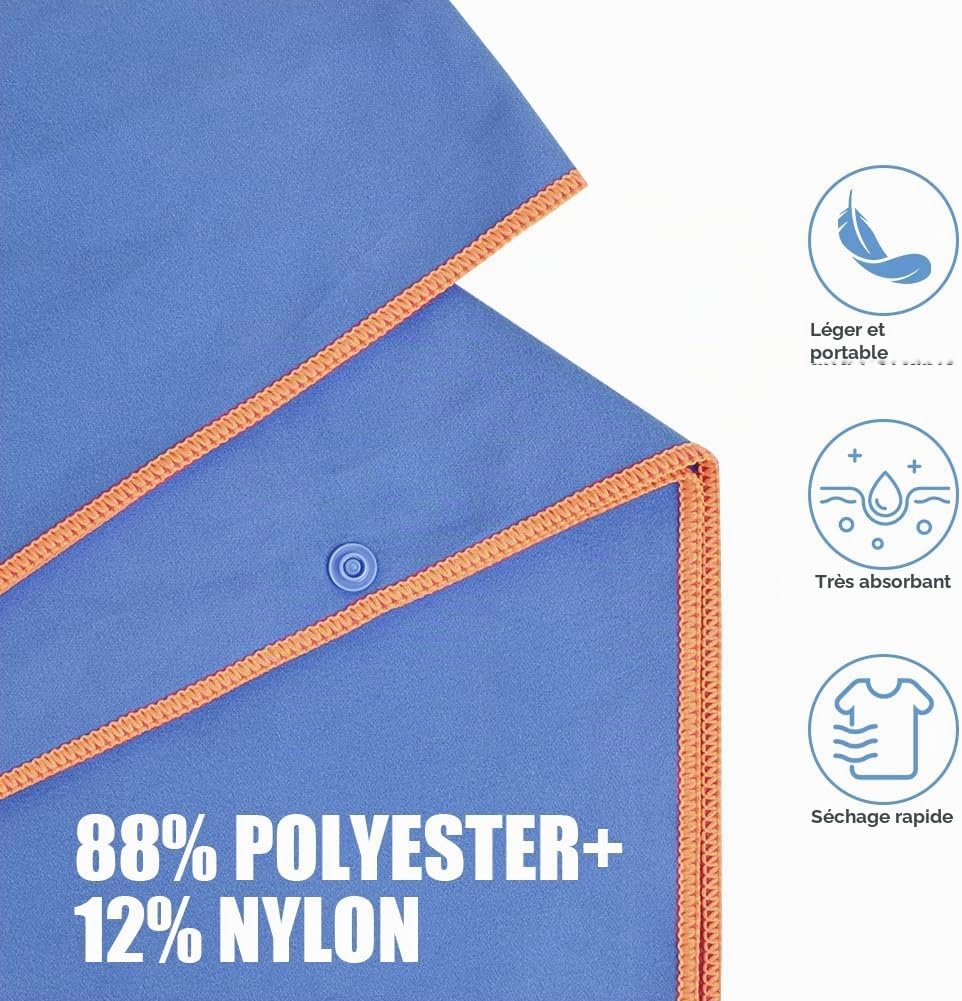 Thumbnail 3 de AUYAO microvezel surfponcho voor volwassenen, 107 x 80 cm, lichtblauw