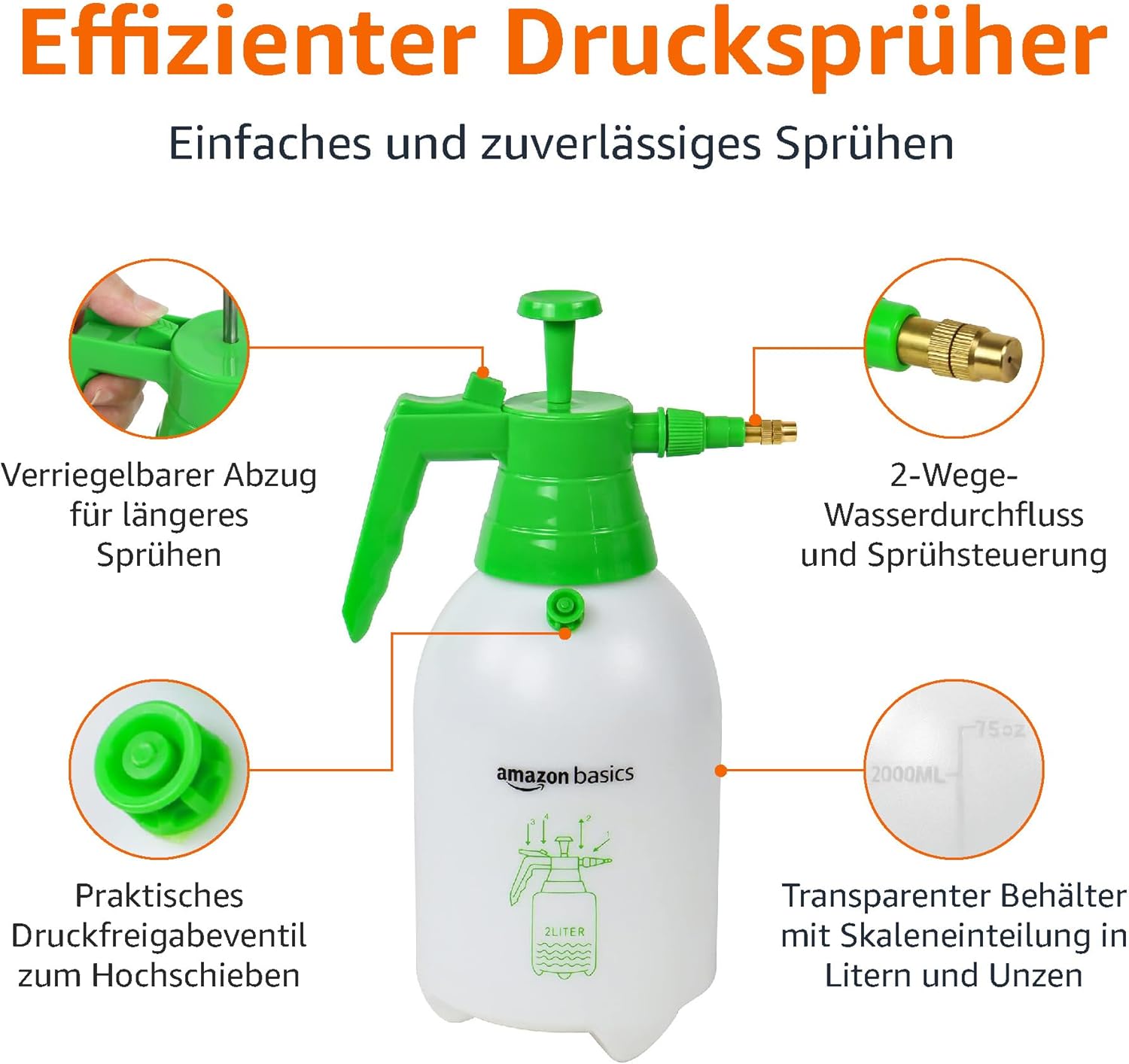 Thumbnail 1 de Amazon Basics Drucksprühkopf mit feststellbarem Auslösemechanismus, 2 l
