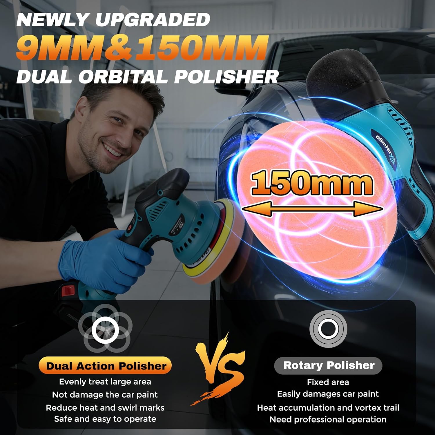 Thumbnail 5 de GlimHirVox Cordless Dual-Action Car Polisher, 2.0Ah