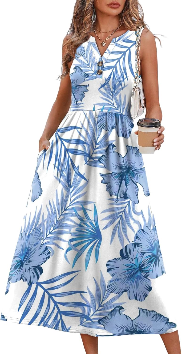 Thumbnail 1 de WIHOLL Women's Summer Maxi Dress with Pockets – Vacation Beach Sundress 2026