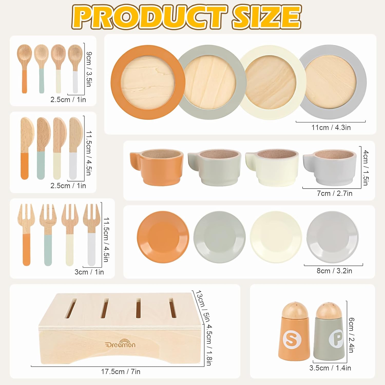 Thumbnail 1 de Dreamon Wooden Play Food Set (27 PCS) – Toddler tea set kitchen toy for pretend play