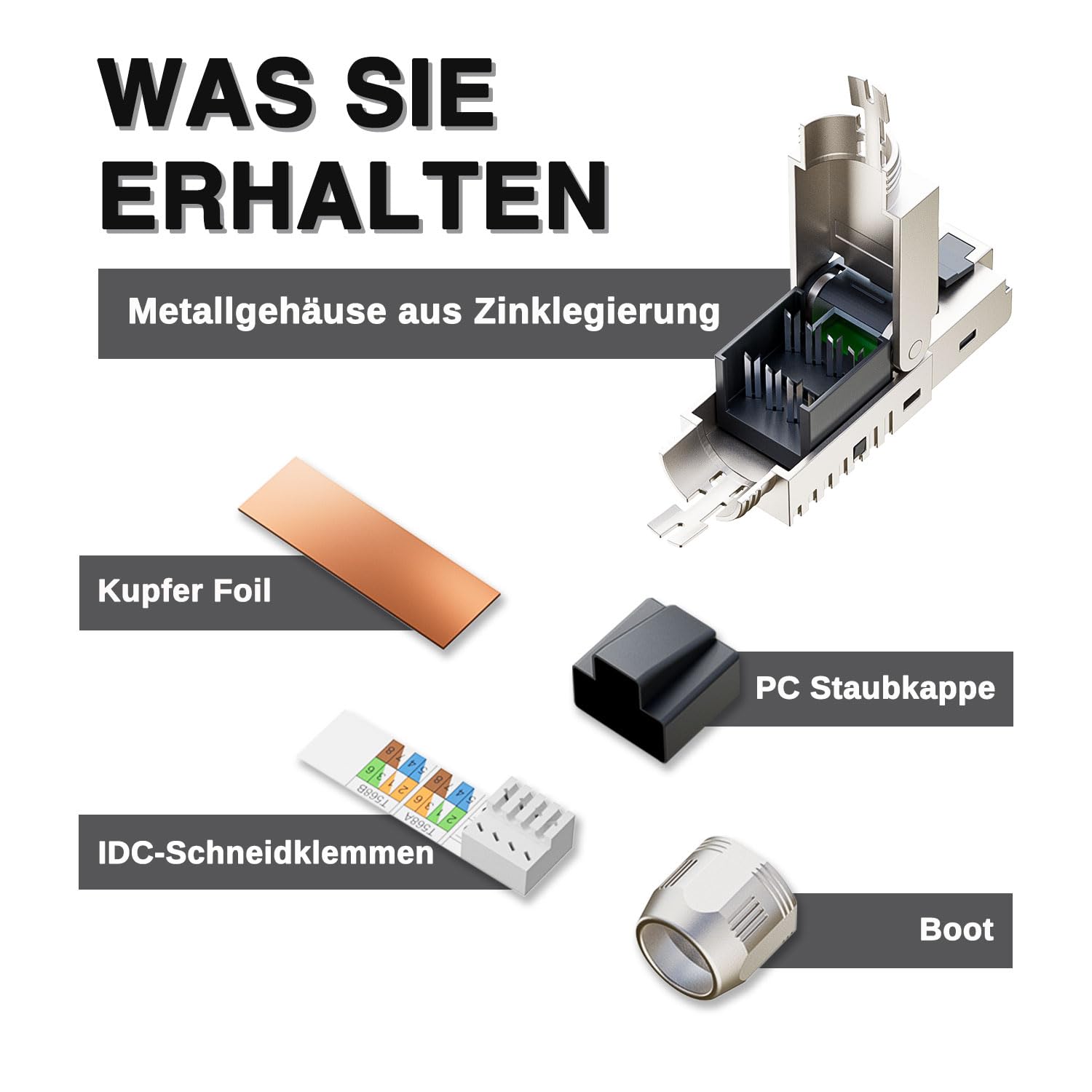 Thumbnail 3 de FGB 10 Gbps RJ45 CAT7 Netzwerkstecker (LSA) geschirmt, werkzeuglos – 4 Stück