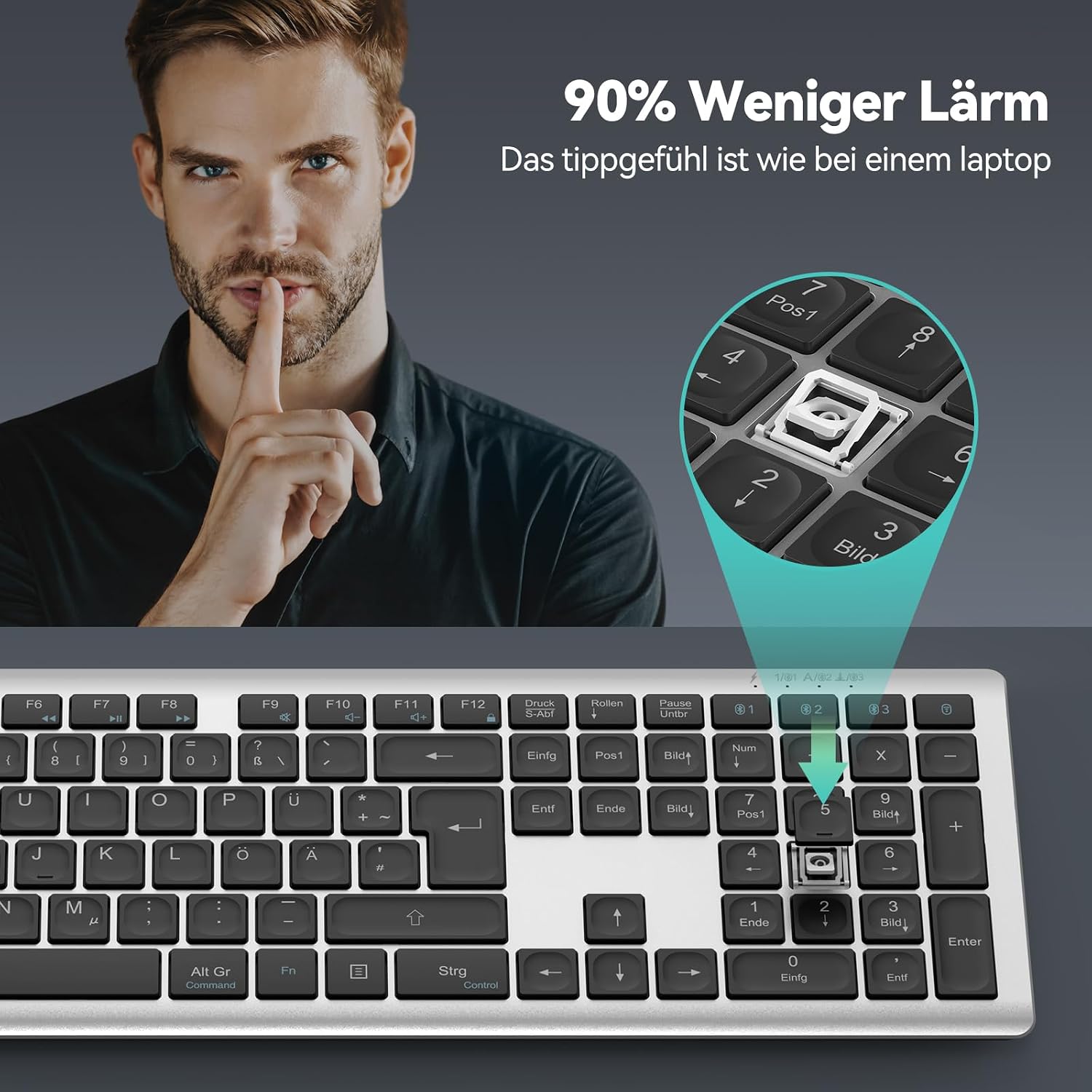 Thumbnail 5 de TECKNET Bluetooth Tastatur Kabellos BT+2.4G