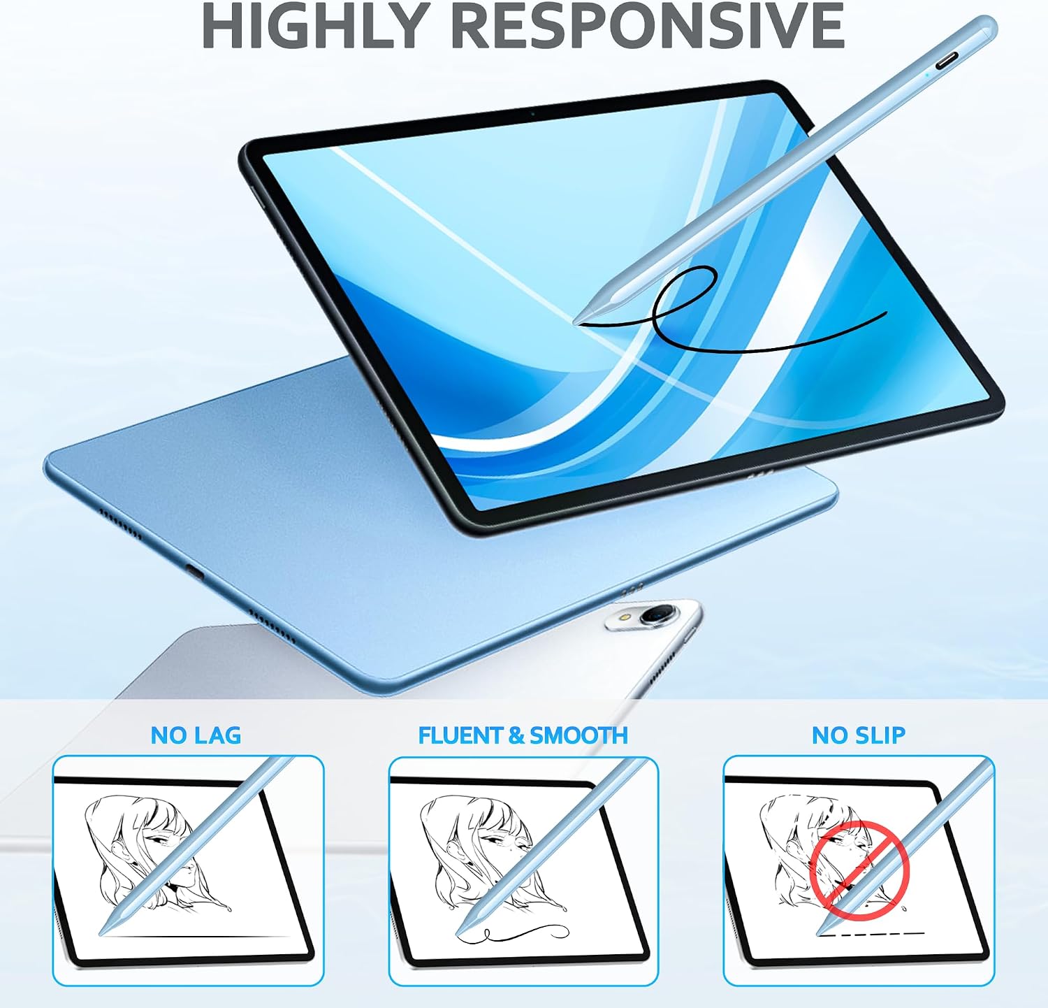 Detalle 2 de DRYMOKINI Rechargeable Universal Stylus Pen for Touch Screens (USB-C) — Blue