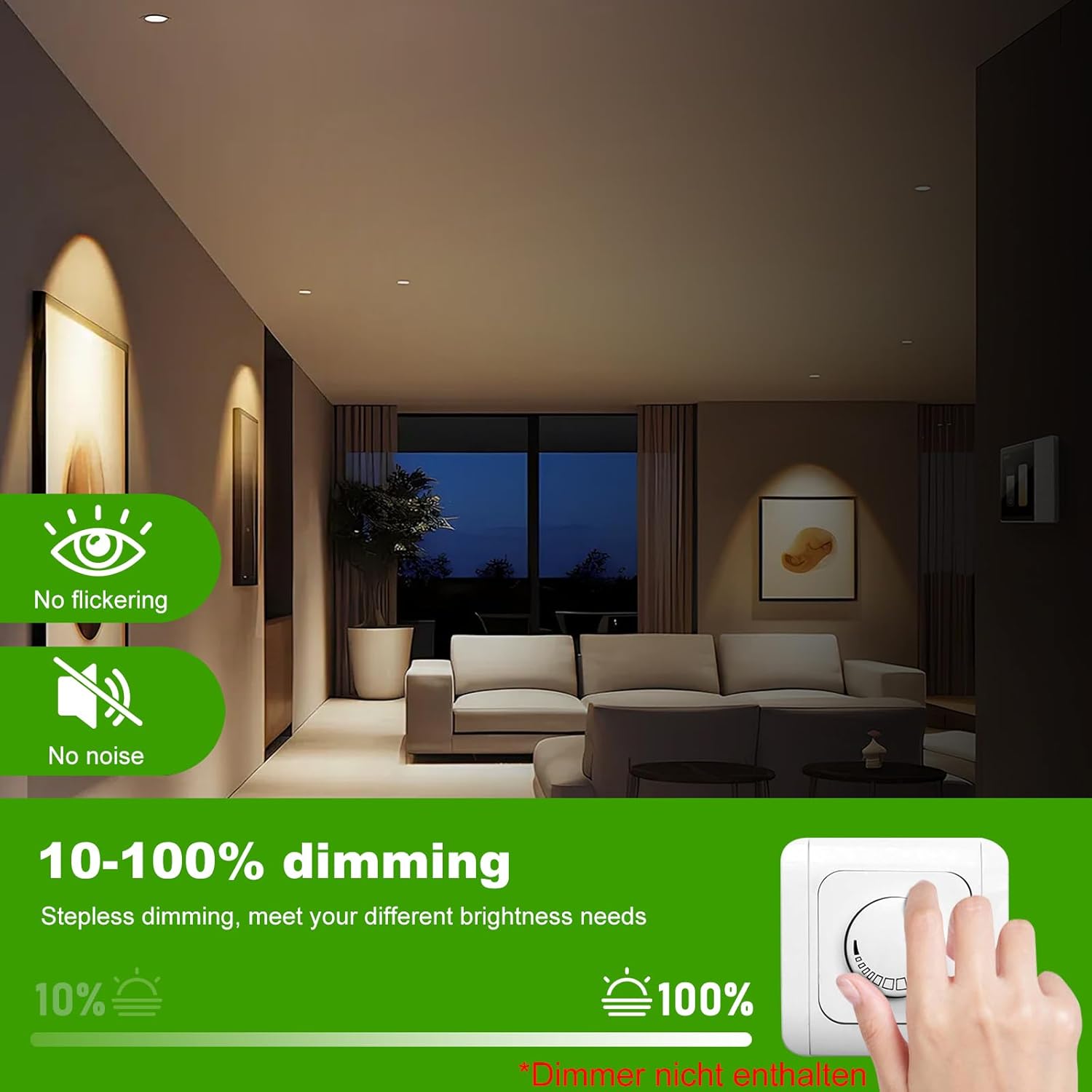 Thumbnail 2 de Jaenmsa Faretti LED da Incasso per Cartongesso 230V, 4W – Set 24, IP44, Dimmerabili, 3000K/4000K/6500K
