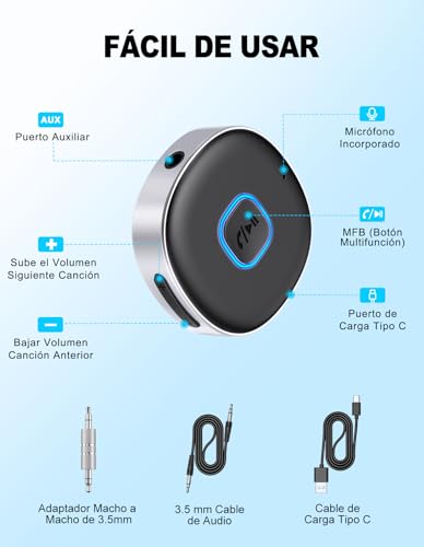 Detalle de Mohard receptor Bluetooth 5.0 AUX, 16H
