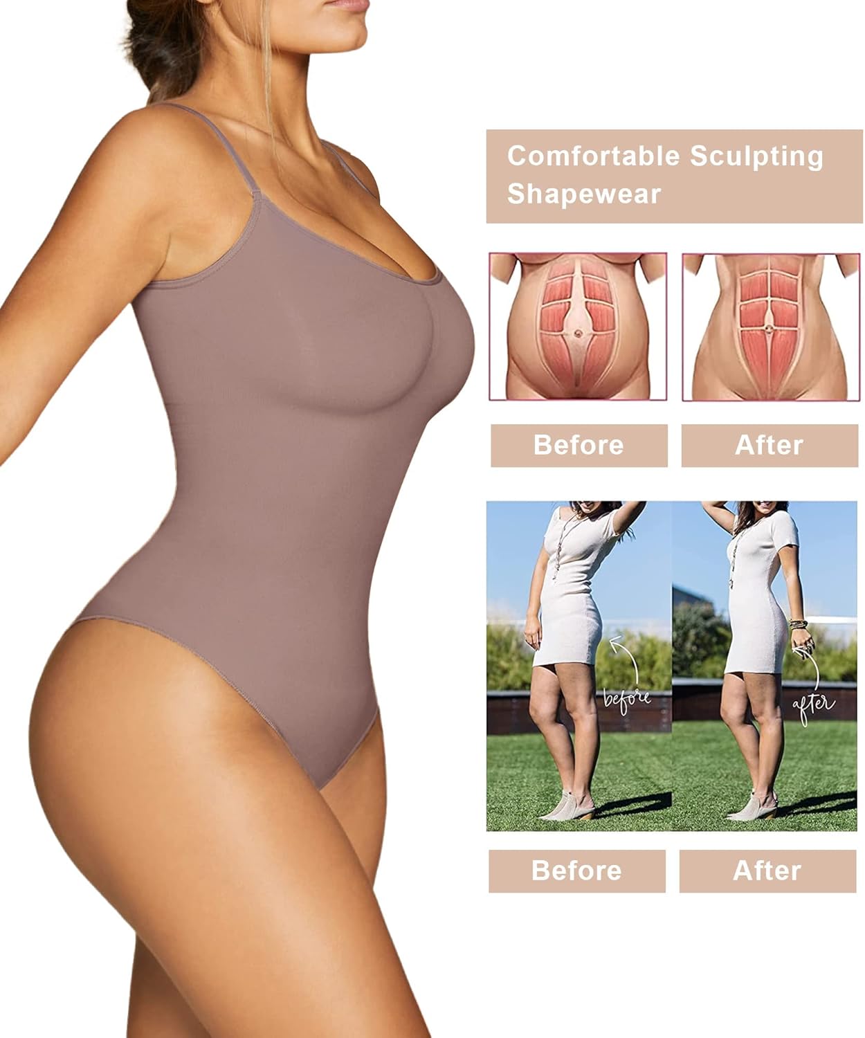Detalle de SHAPERX Body Gainant Femme Bodysuit — Sculptant ventre plat et invisibilité