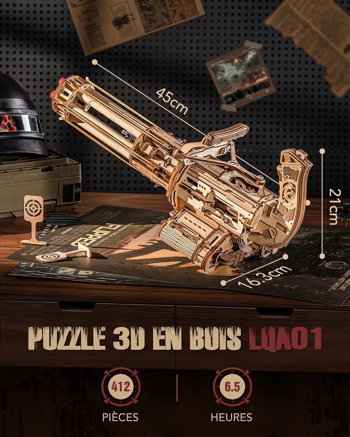 Thumbnail 4 de ROKR LQA01 Puzzle 3D bois 412 pièces kit mécanique 🧩