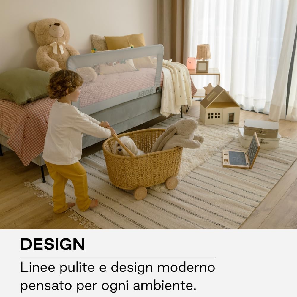 Detalle de Jané Sponda Letto Ribaltabile 110 cm – Extra Alta e Traspirante, Pieghevole con Borsa Grigio