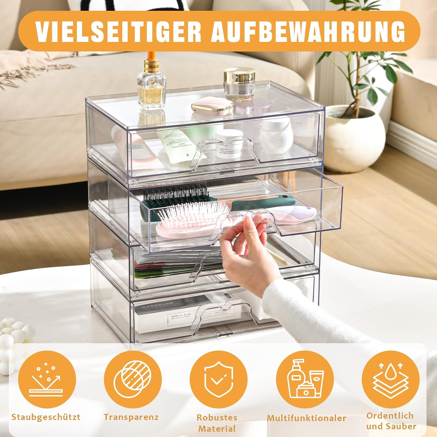 Thumbnail 4 de Stebopum 3er Pack Schubladen Organizer – Durchsichtige Acryl-Boxen für Schminktisch, Aufbewahrung & Ordnung