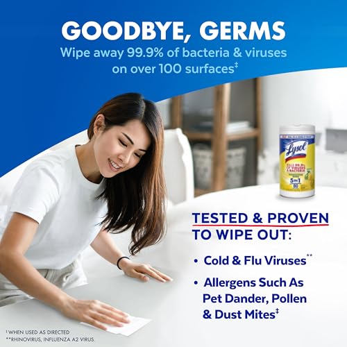 Detalle 2 de Lysol Disinfecting Wipes, Cleaner, Lemon + Mango + Linen, 80 ct (4 Pack)