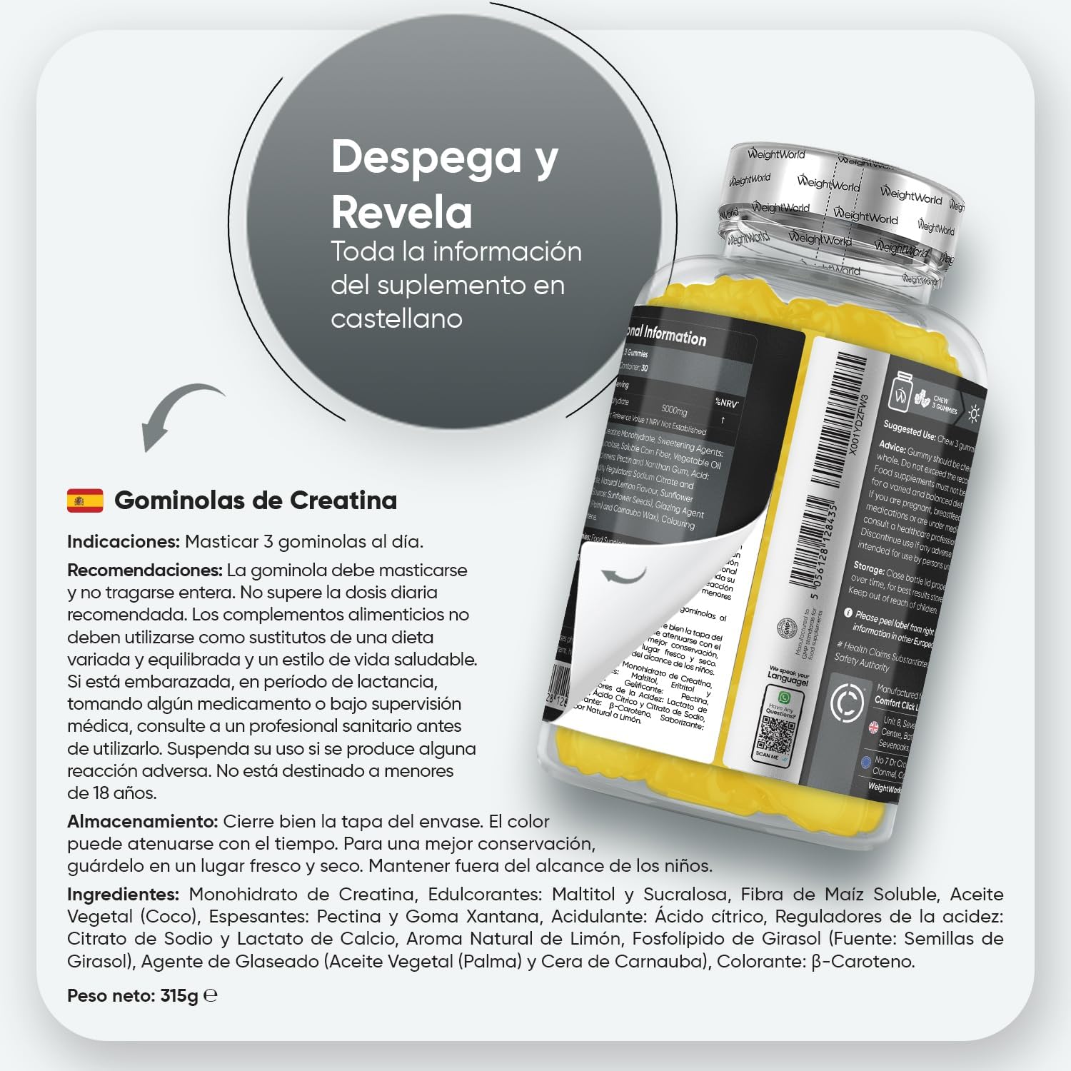 Thumbnail 4 de Gominolas de Creatina Monohidratada 3000mg 🍋 Sin Azúcar ni Gluten