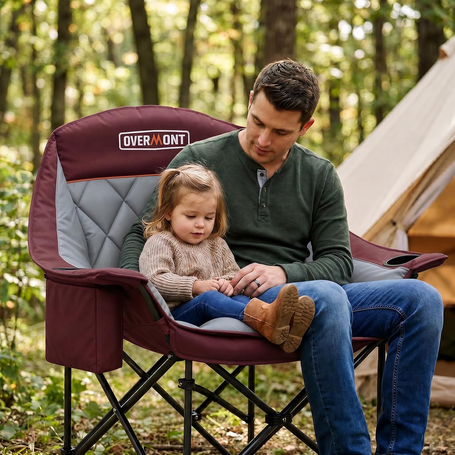 Detalle 2 de Overmont CampCouch-red Oversized Camping Chair, Padded, 500 lb Support