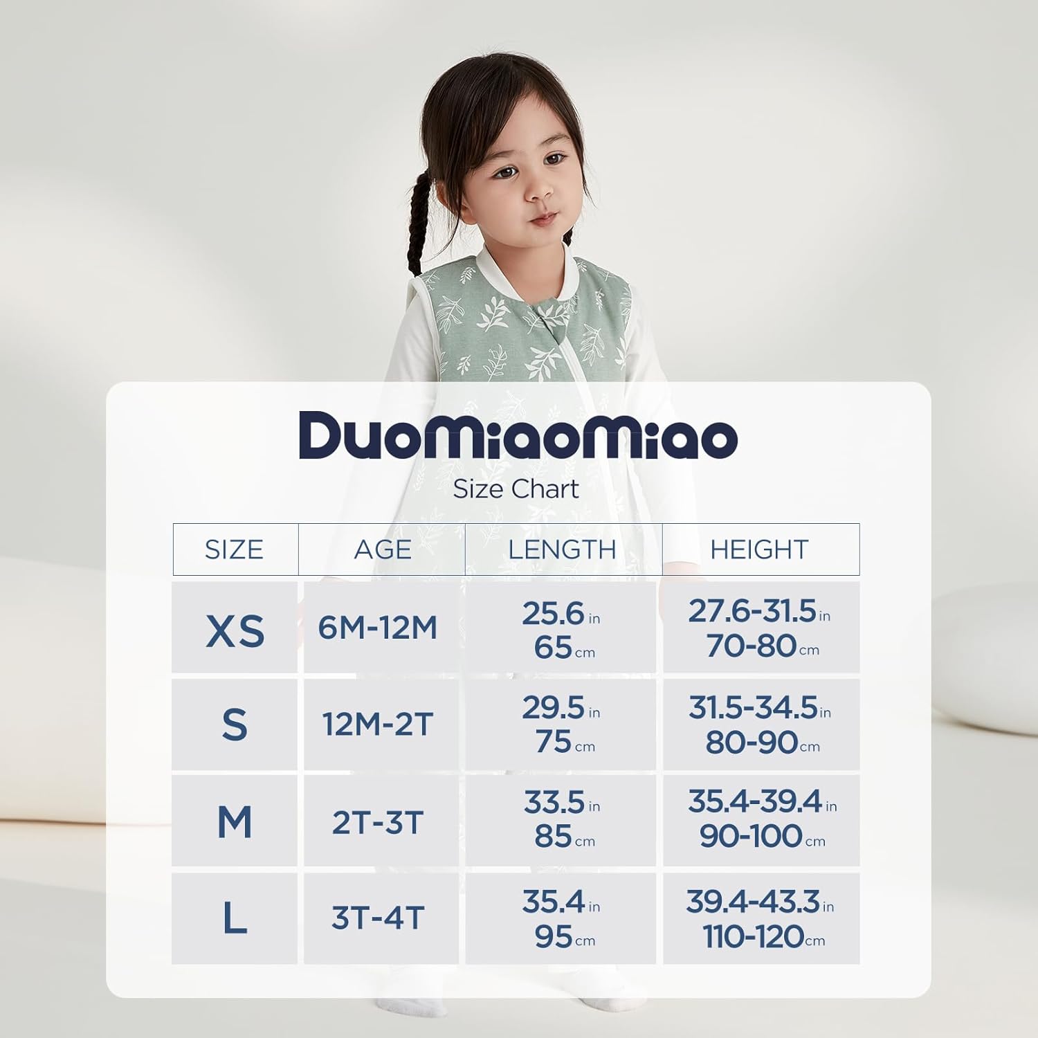 Thumbnail 5 de Duomiaomiao Schlafsack mit Füßen – Ganzjährig, 100% Baumwolle, 65–95 cm