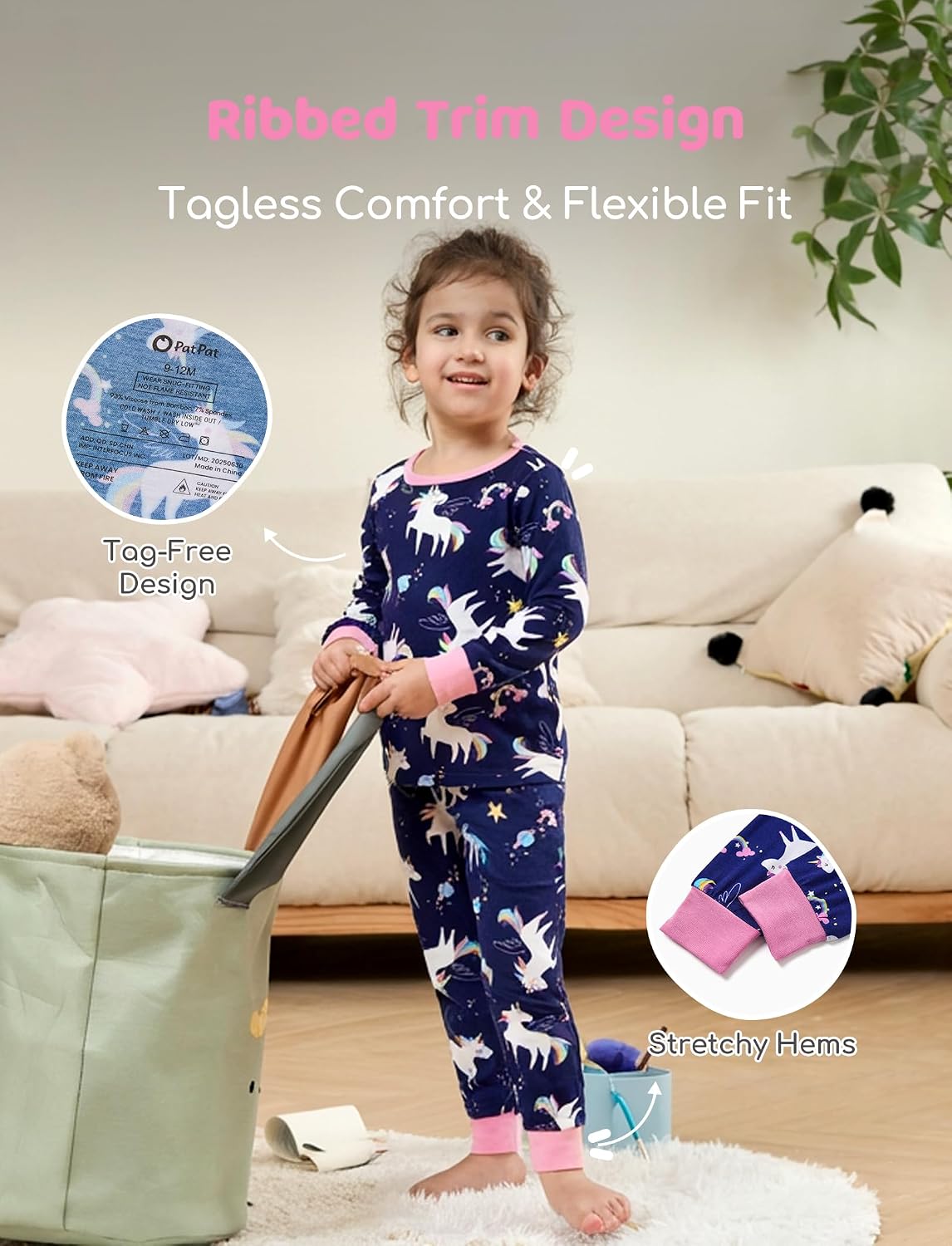 Detalle de PATPAT Bamboo Viscose Pajama Sets