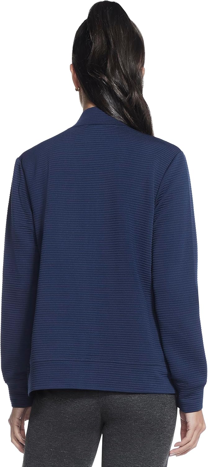 Detalle de Skechers GO WALK Everywhere Women's Jacket, Large Navy Brushed Fleece