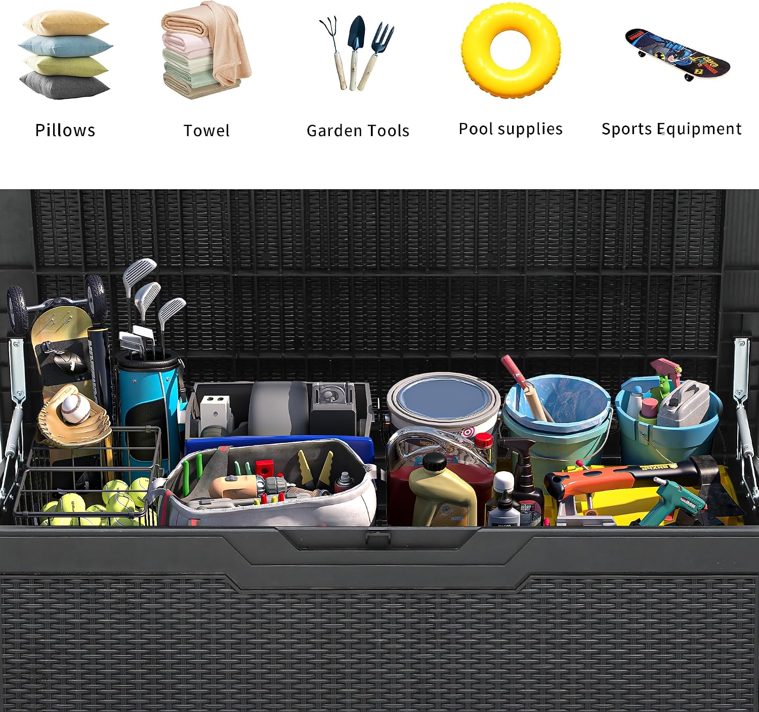 Thumbnail 4 de YITAHOME 100 Gallon Resin Deck Box — Weather-Resistant Outdoor Storage with Lock, Bench Seating