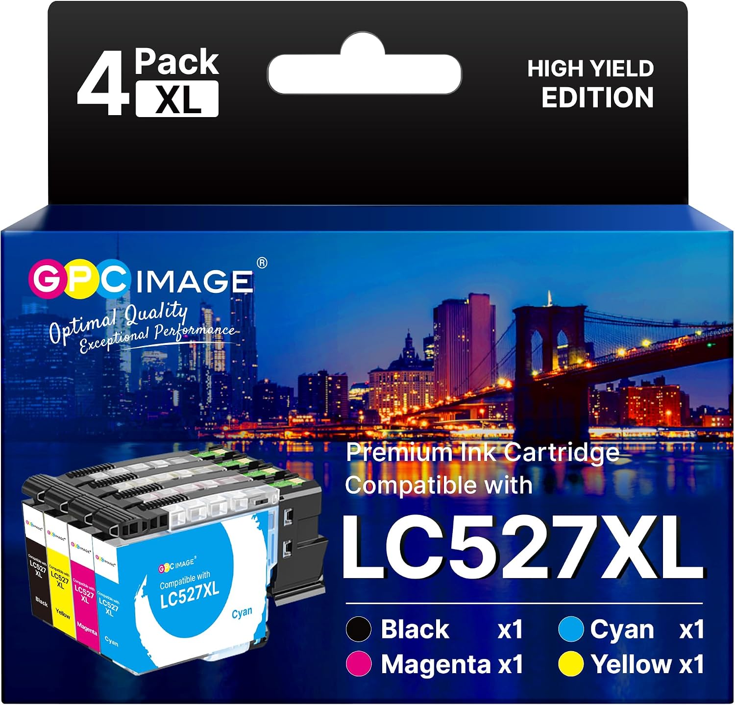 Detalle de LC527XL Ink Cartridges Compatible for Brother MFC-J4350DW / J4550DW – High Yield 4-Pack