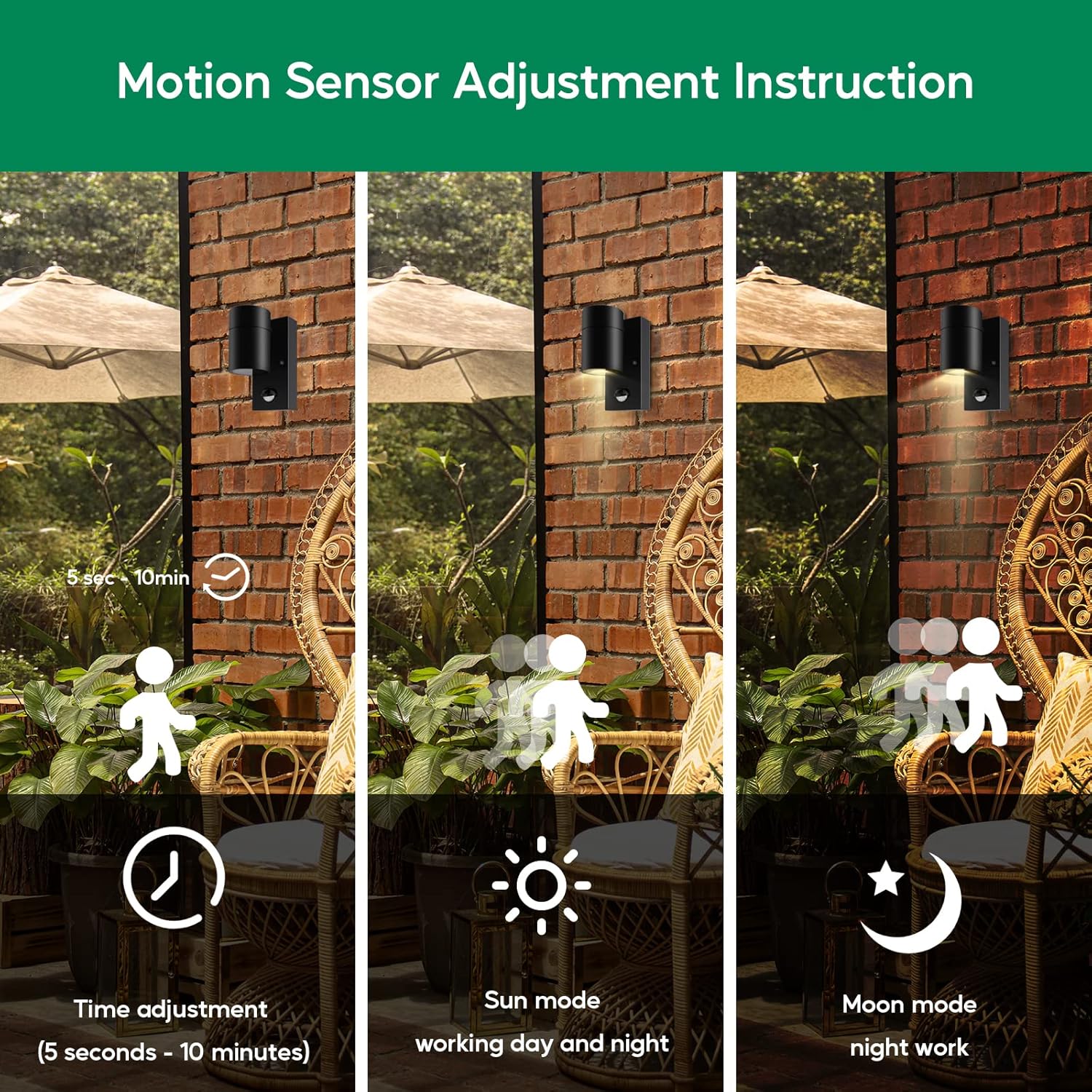 Detalle 2 de Outdoor motion sensor wall lights IP44
