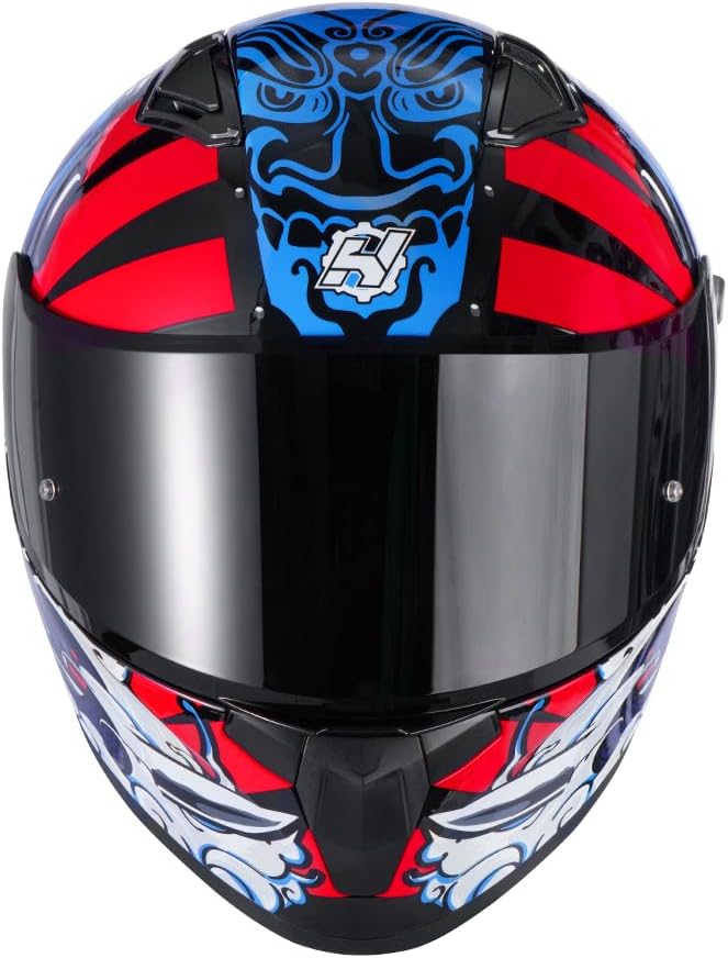 Thumbnail 4 de HAX Obsidian Full Face Dual Visor Helmet for Motorcycle – DOT Approved, Samurai Red L