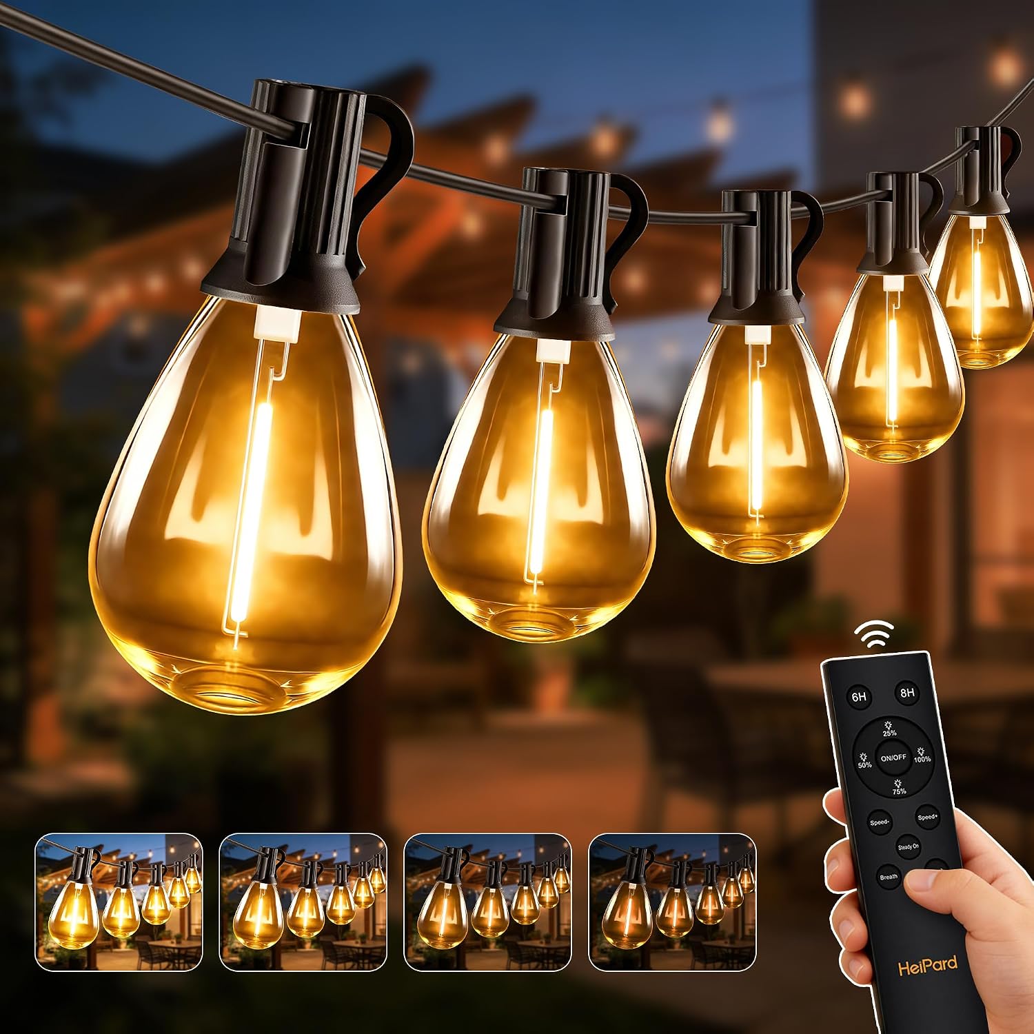 Detalle de HeiPard 20M Catena Luminosa Esterno con Telecomando RF: luci da esterno 24V per gazebo e patio