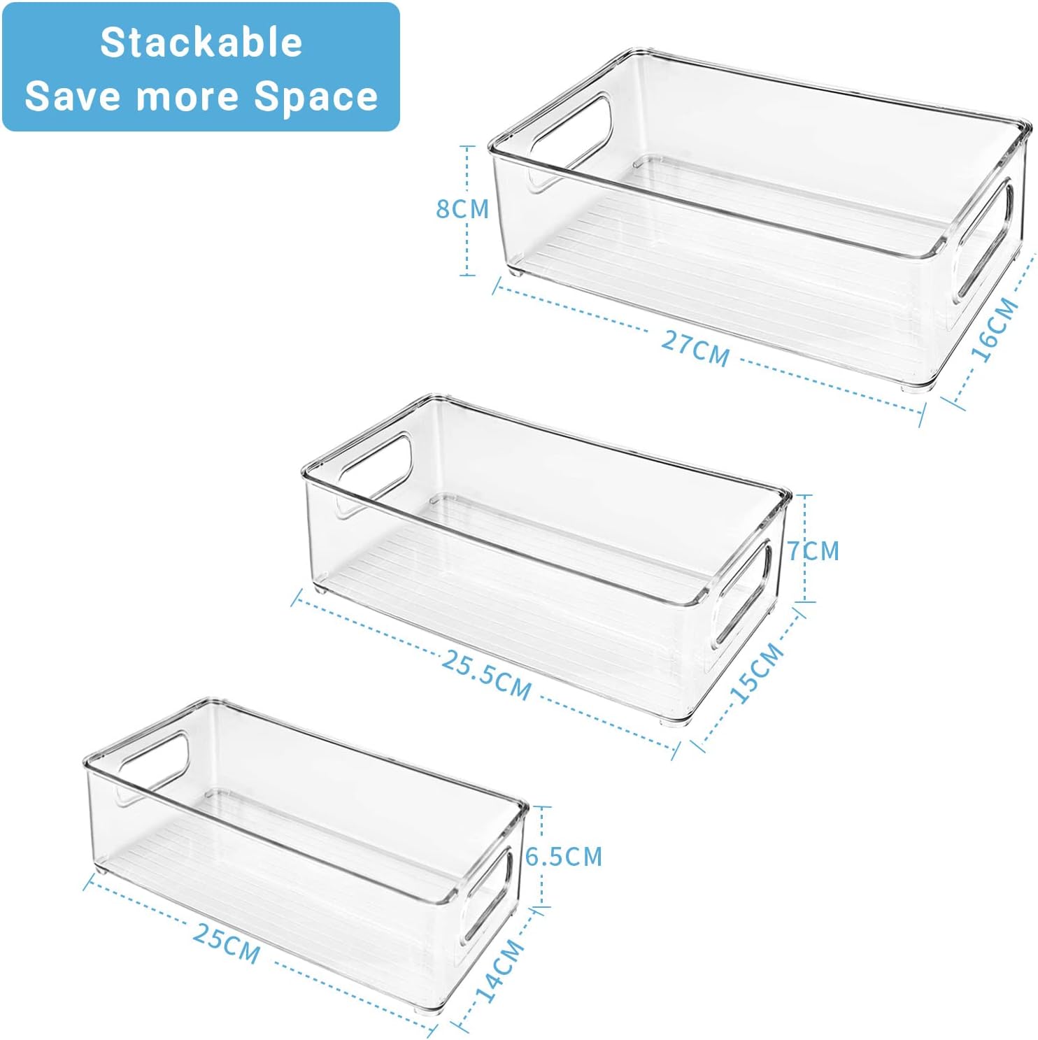 Detalle de Diwoker stapelbare Kühlschrank-Organizer im 6er Set (transparent, PET, BPA-frei)