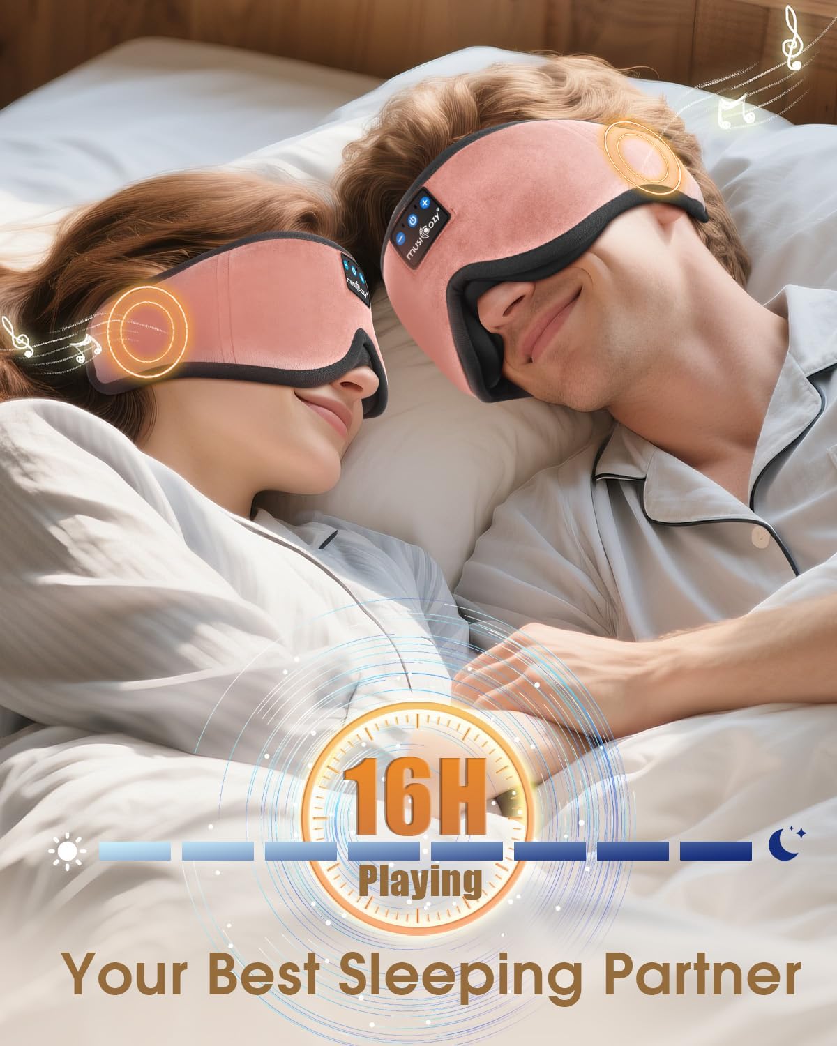 Detalle 2 de MUSICOZY 3D Bluetooth Sleep Mask Headphones with Bluetooth 5.4 and up to 16H playtime