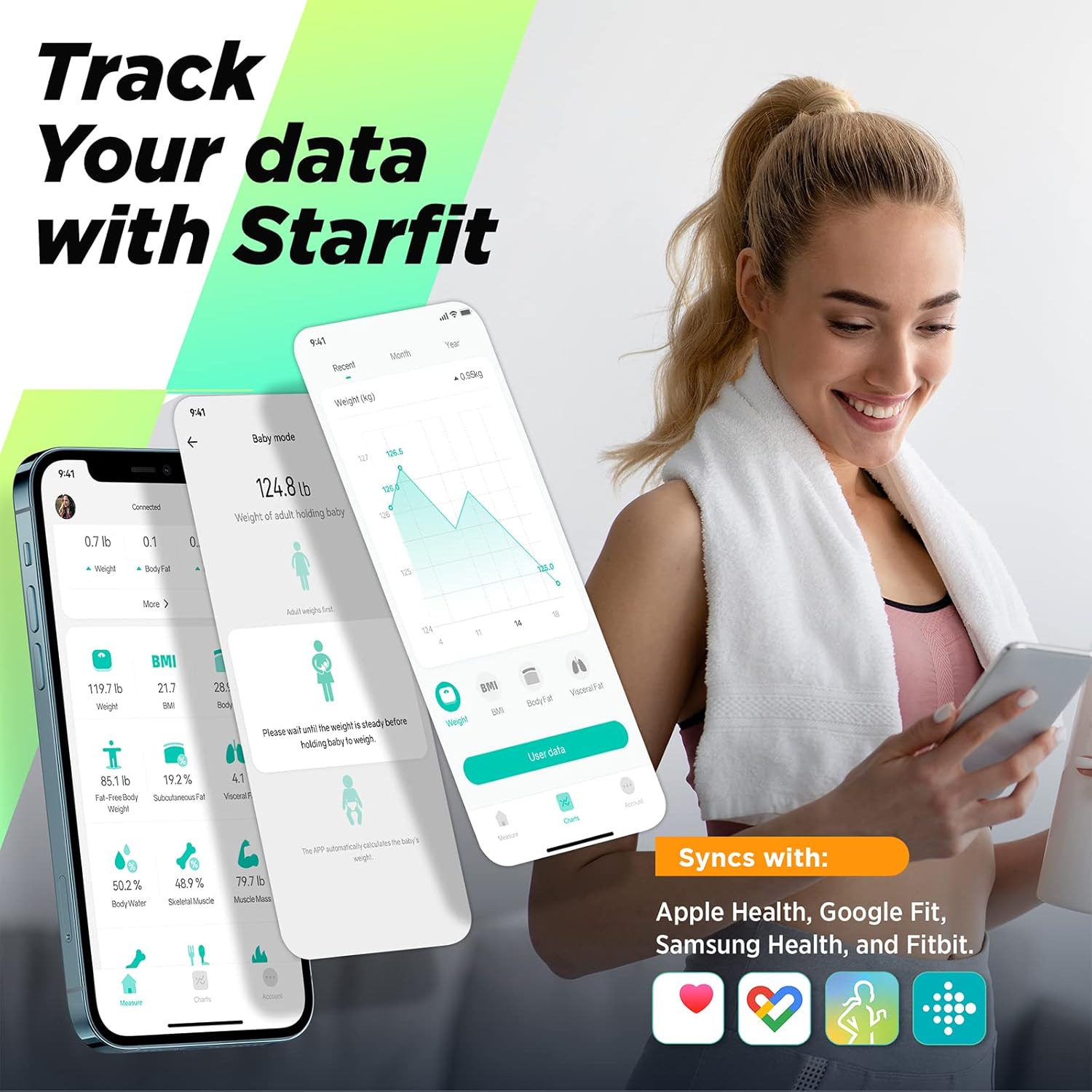 Thumbnail 3 de runstar Runstar Smart Scale for Body Weight and Fat Percentage (BIA) with Starfit app sync