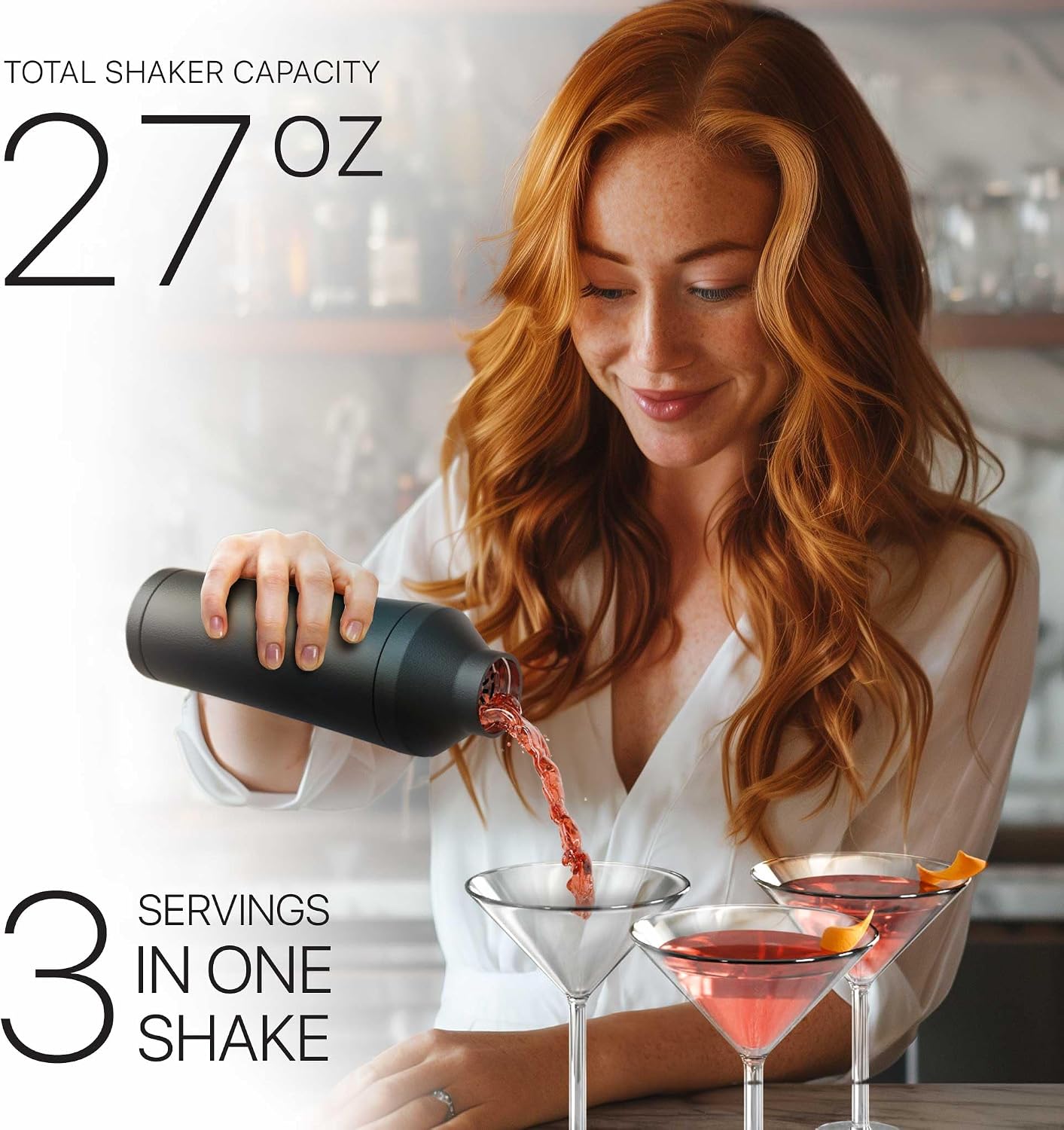 Thumbnail 2 de BARE BARREL Insulated Cocktail Shaker Set (Matt Black) — Double Wall Stainless Steel with Built-in Measure, Travel Bag & Recipe Cards
