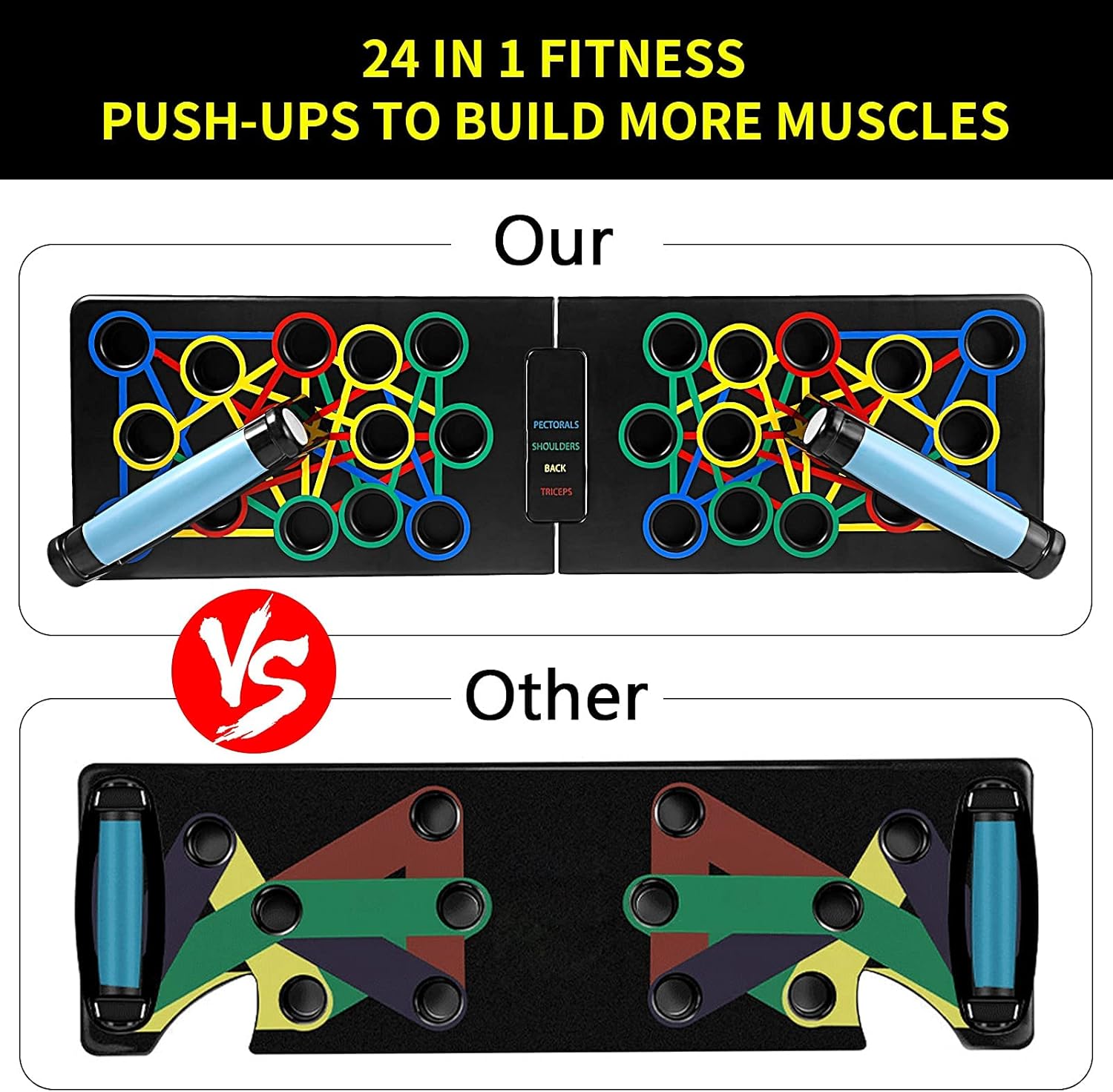 Detalle de Push Up Board Pliable Ensemble de planches push-up 24 en 1 — portable et robuste pour la maison
