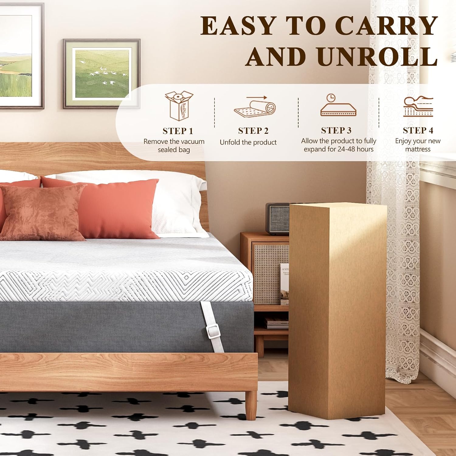 Thumbnail 6 de Mattress Topper Double Bed 10cm Memory Foam with Anti-Slip Cover (135x190 cm)