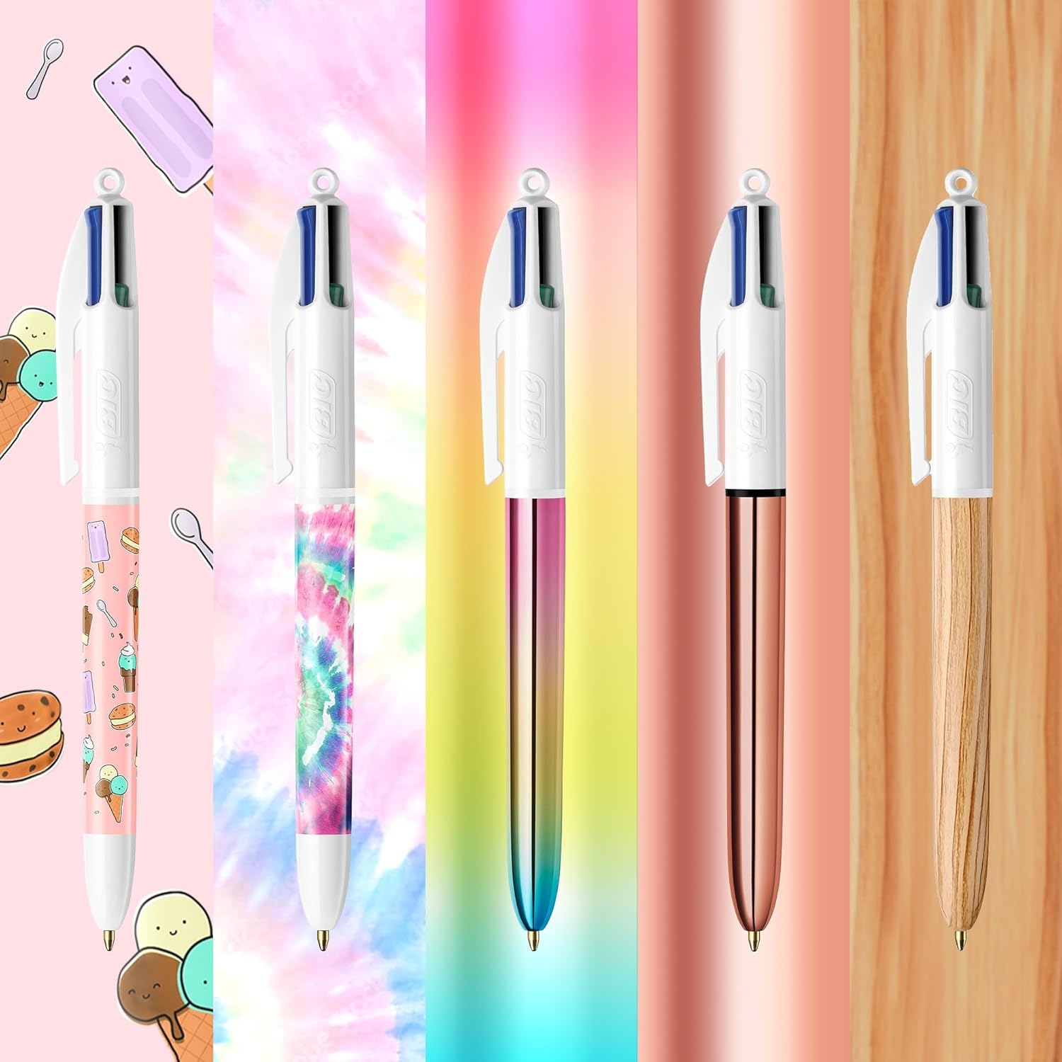 Detalle 2 de BIC 4 Colours Special Collection 15-pack ballpoint pens (medium 1.0 mm & wide 1.6 mm tips) – assorted ink colours