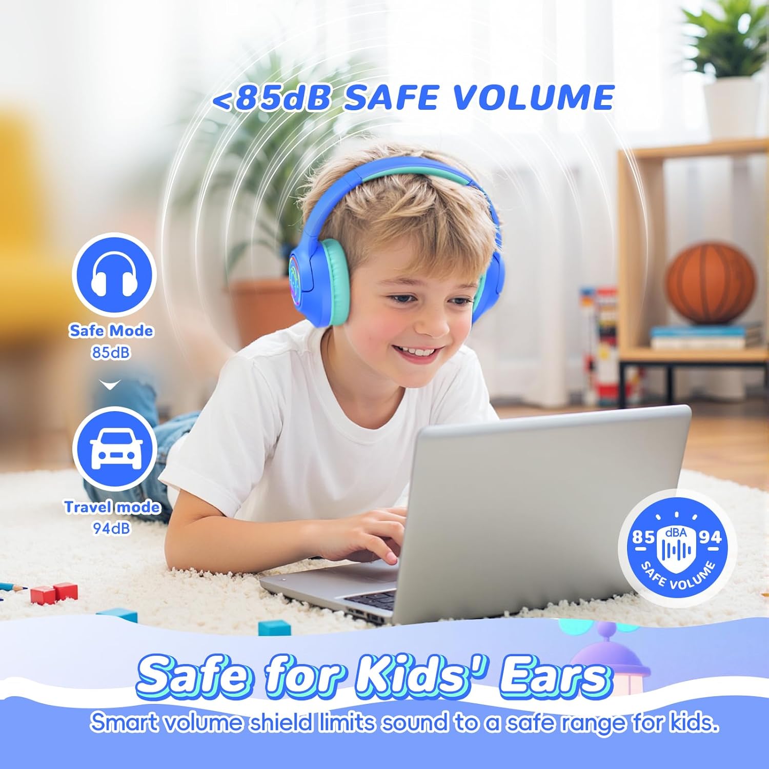 Detalle 2 de Kids Bluetooth Headphones 85H Playtime