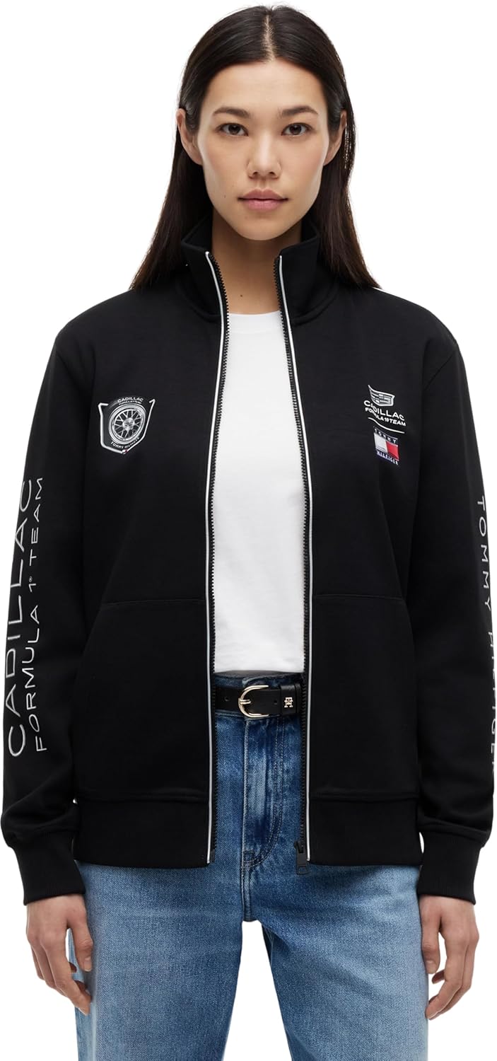 Detalle de Tommy Hilfiger Unisexe Sweatshirt avec Fermeture Éclair TH X Cadillac F1 Racing Track Top Col Droit
