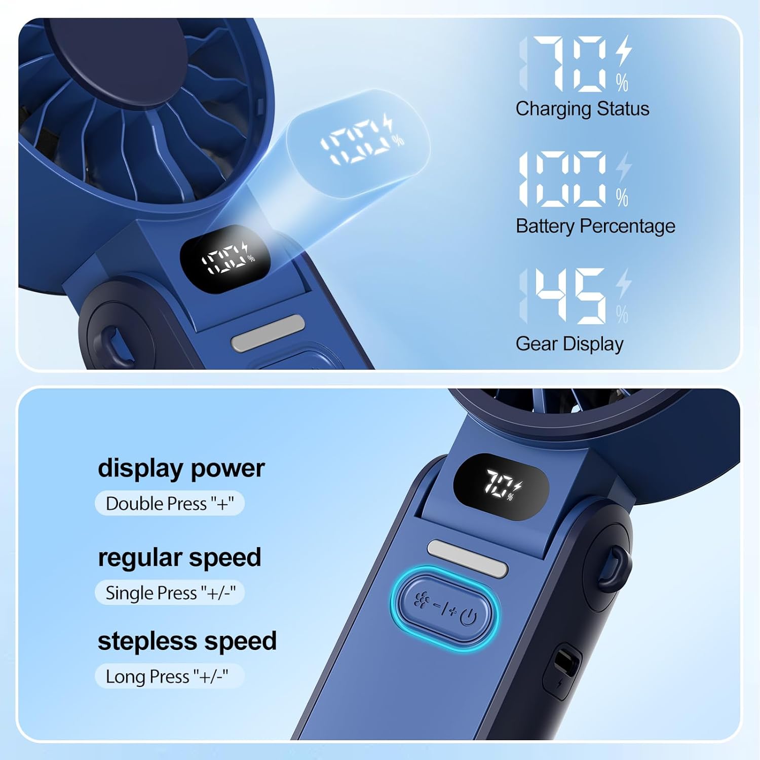 Thumbnail 2 de LIPETY Portable Turbo HandHeld Fan: Compact, USB-C Rechargeable with Digital Display