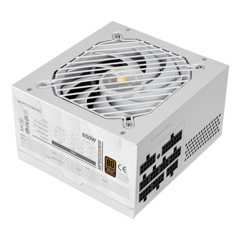 Detalle de Mars Gaming MPB650SIM 650W 80 Plus Bronze Modular: fuente de alimentación para gaming de alto rendimiento