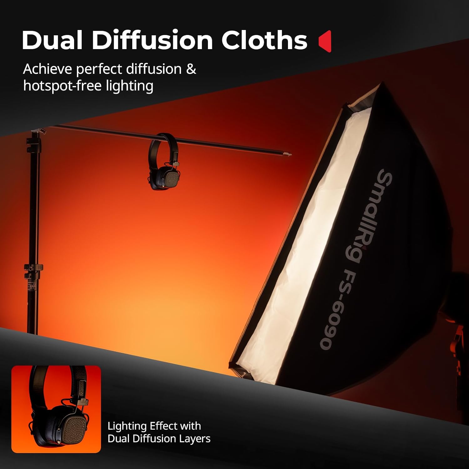 Detalle de SmallRig 60x90cm FS-6090 Softbox Bowens à Dégagement Rapide – compatible RC 220 Pro