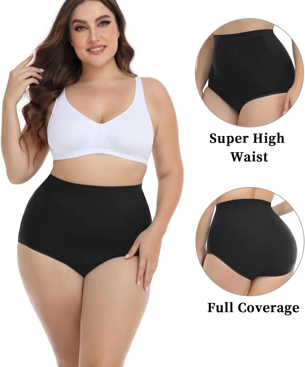 Detalle de wirarpa Damen Unterhosen Baumwolle – Super Hohe Taille, 4er Pack