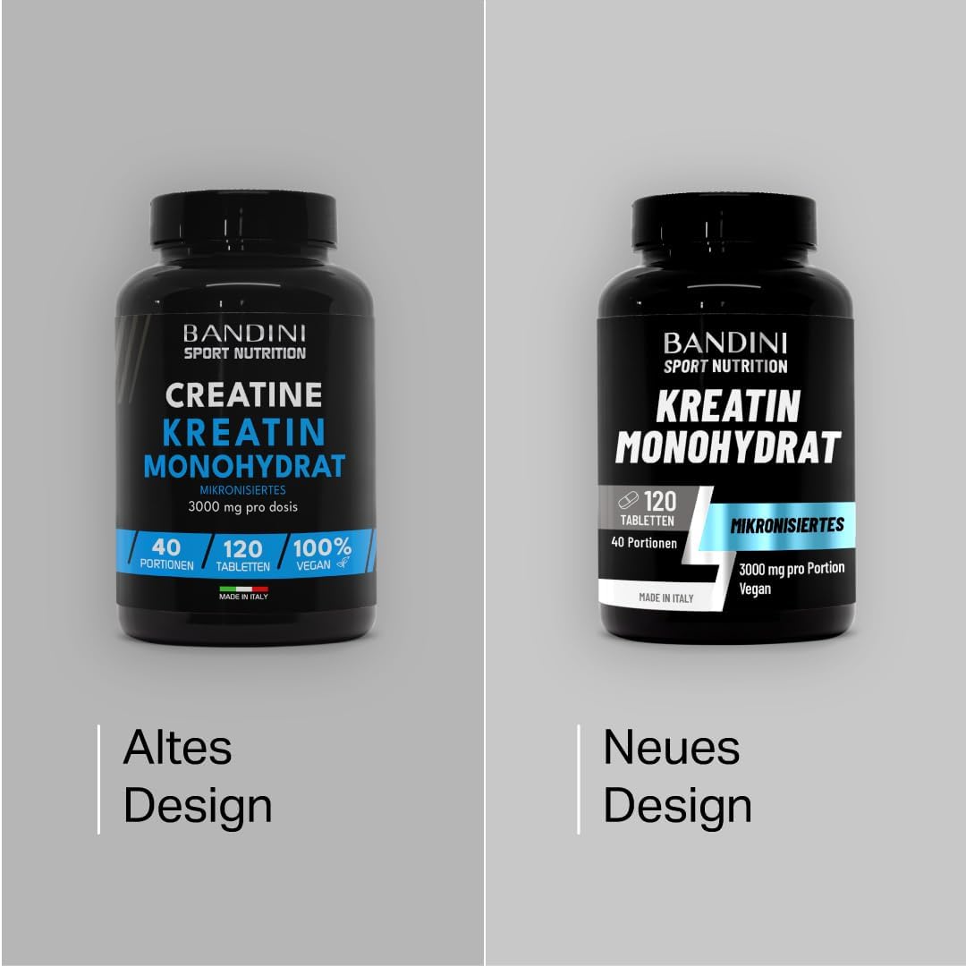 Detalle 2 de Bandini® Mikronisiertes Kreatin-Monohydrat – 120 Tabletten mit 3.000 mg pro Portion (vegan)