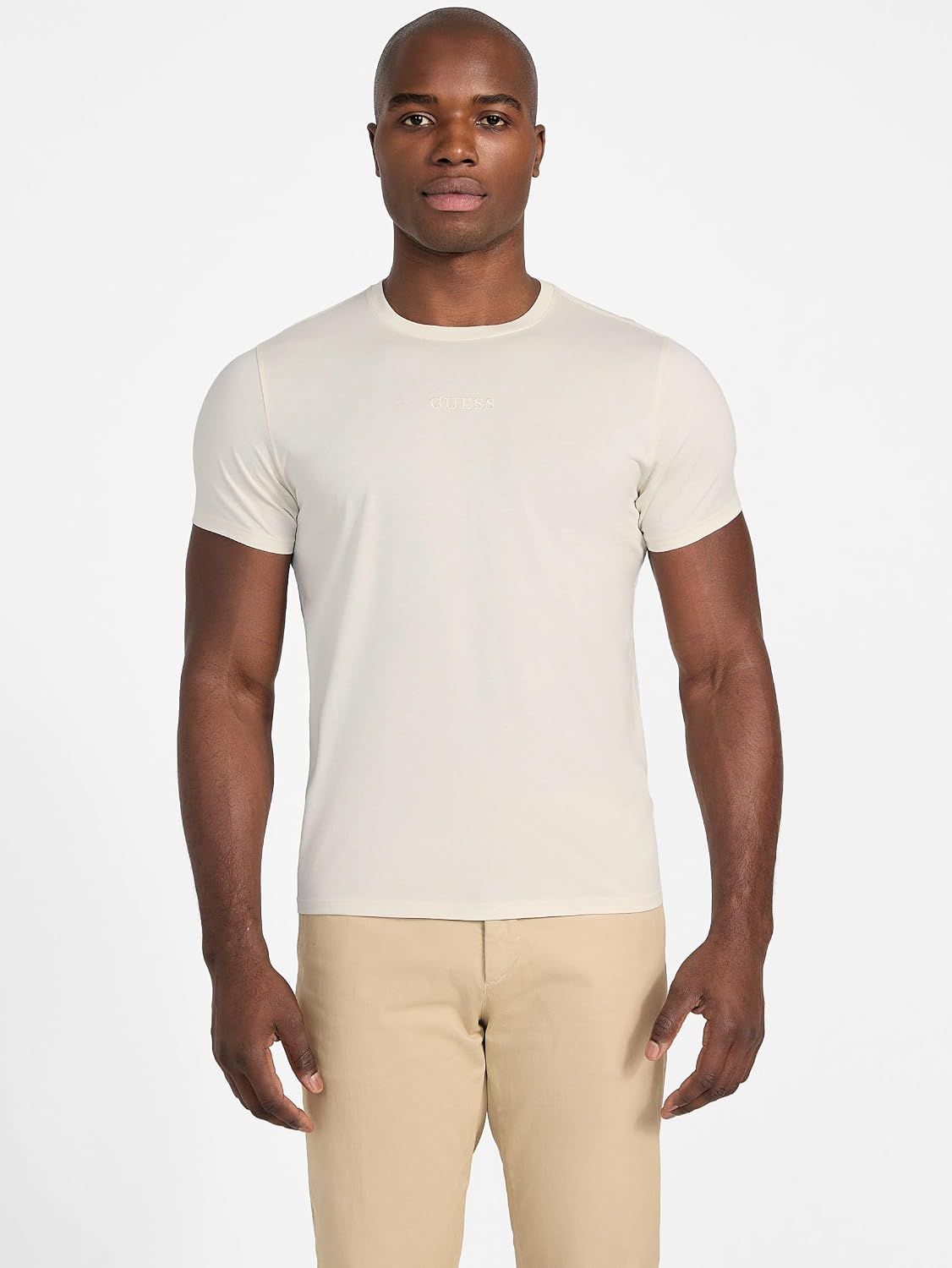 Detalle de Guess Maglietta da uomo a maniche corte con ricamo GUESS Pima Crew