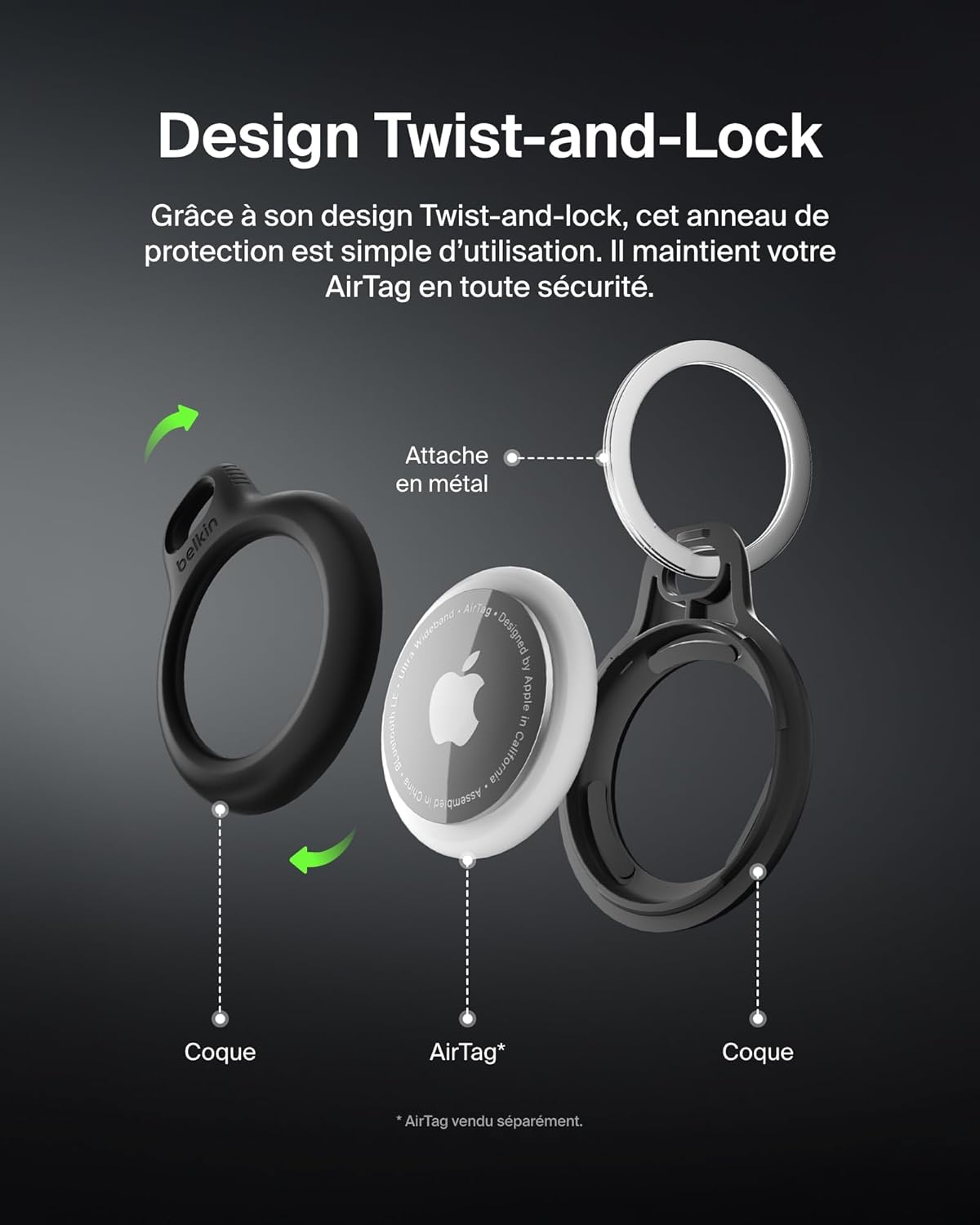 Thumbnail 3 de Belkin Anneau de protection AirTag noir