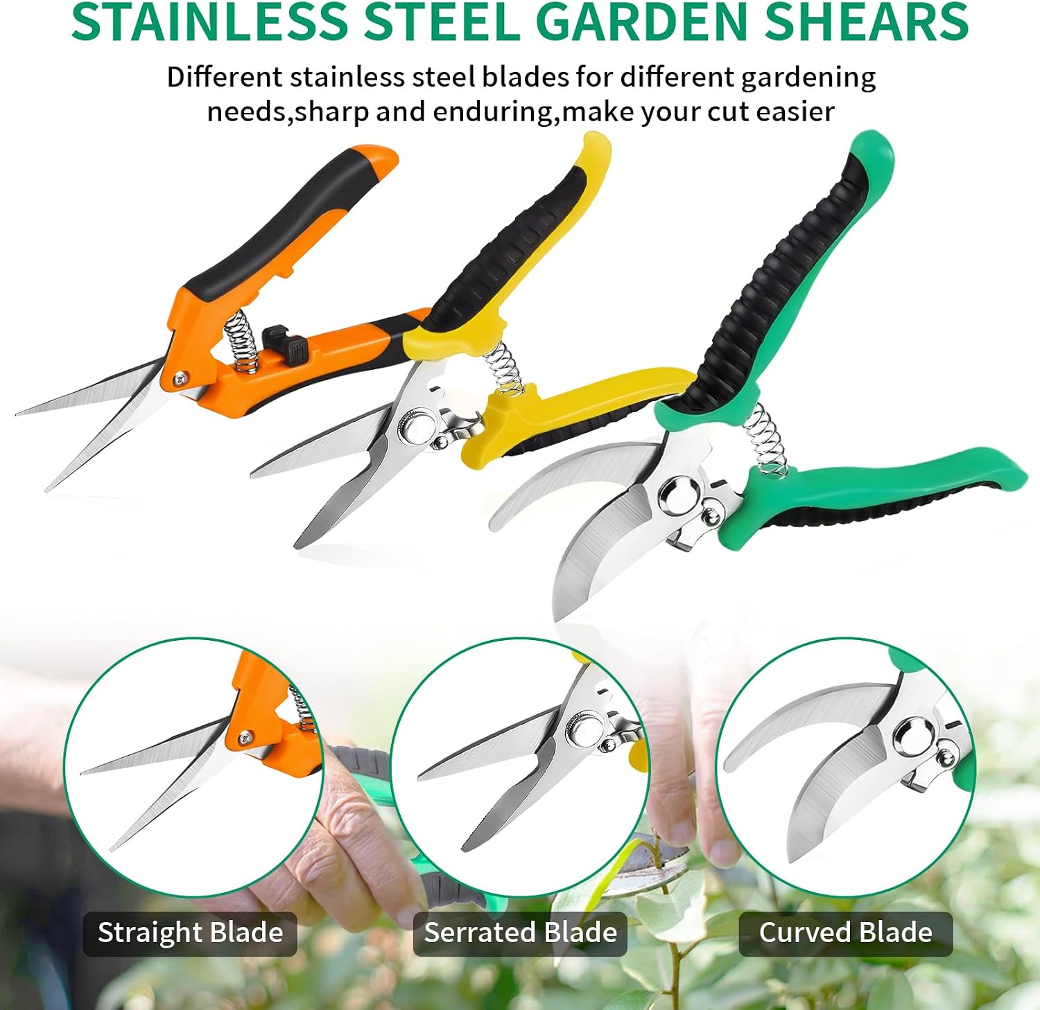 Detalle 2 de Drametic+ Scissors 3-Pack Garden Pruning Shears with Stainless Steel Blades